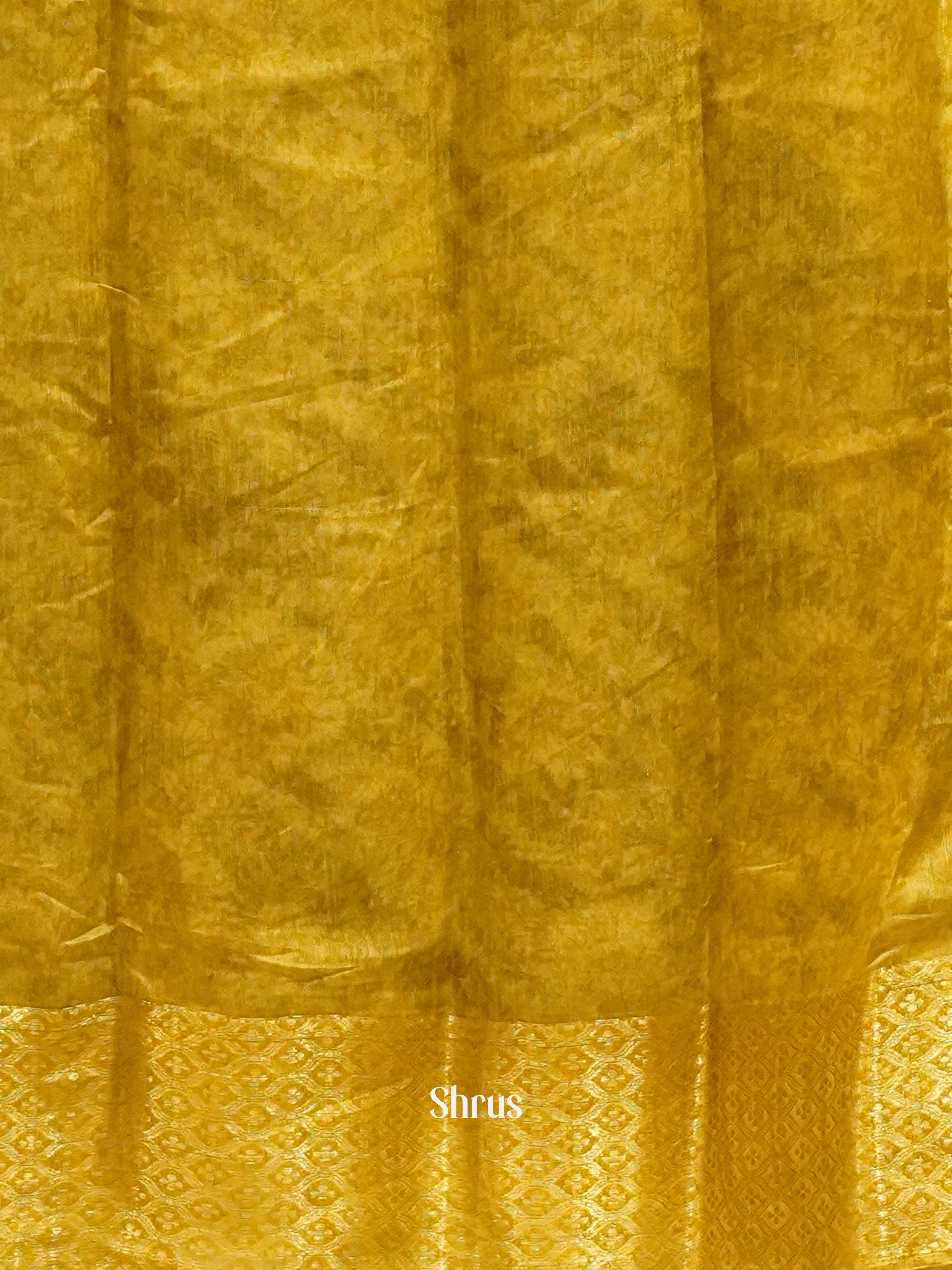 Black And Mustard-Semi Gicha Saree