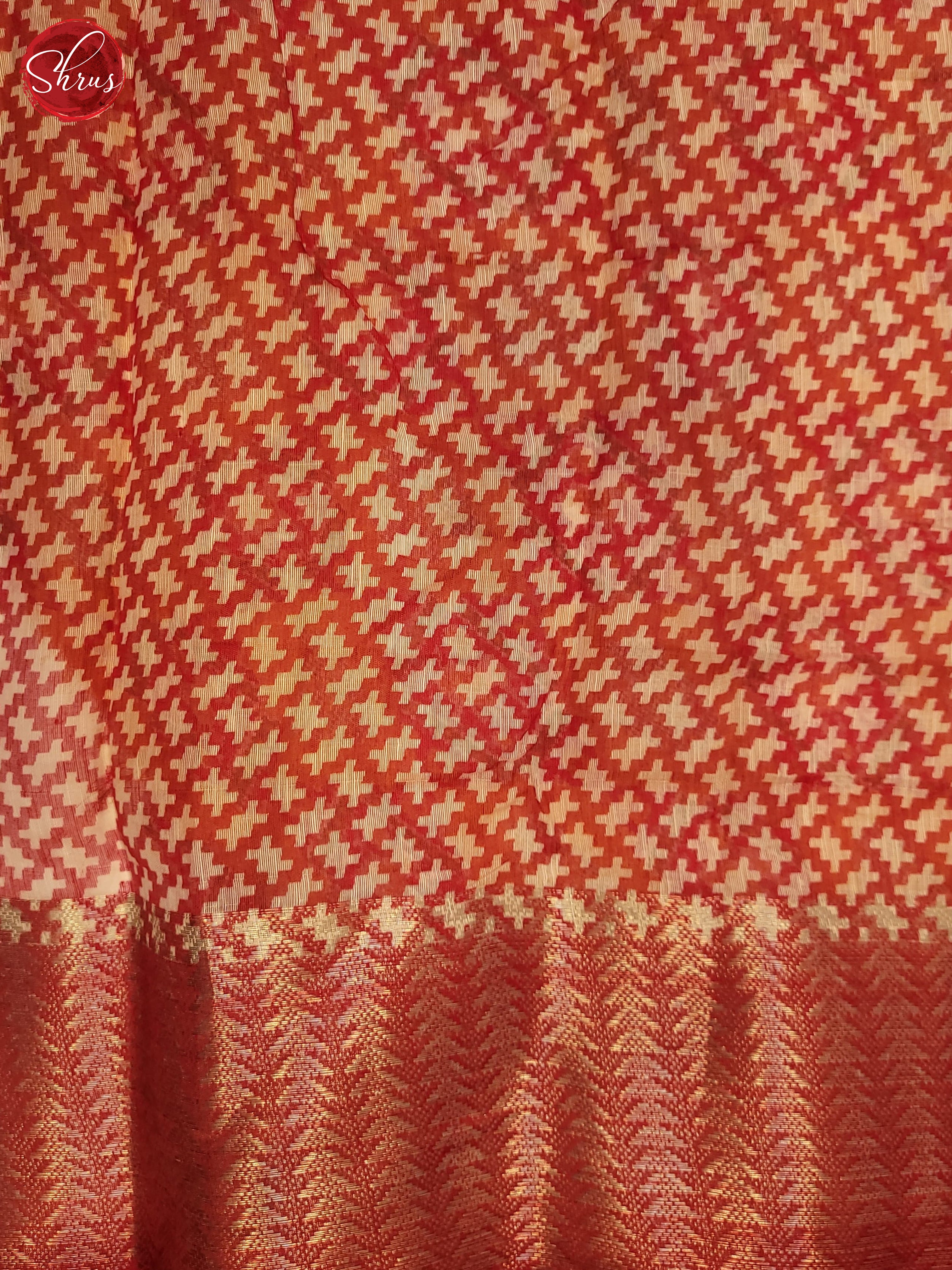 Yellow & Red - Semi Gicha Saree - Shop on ShrusEternity.com