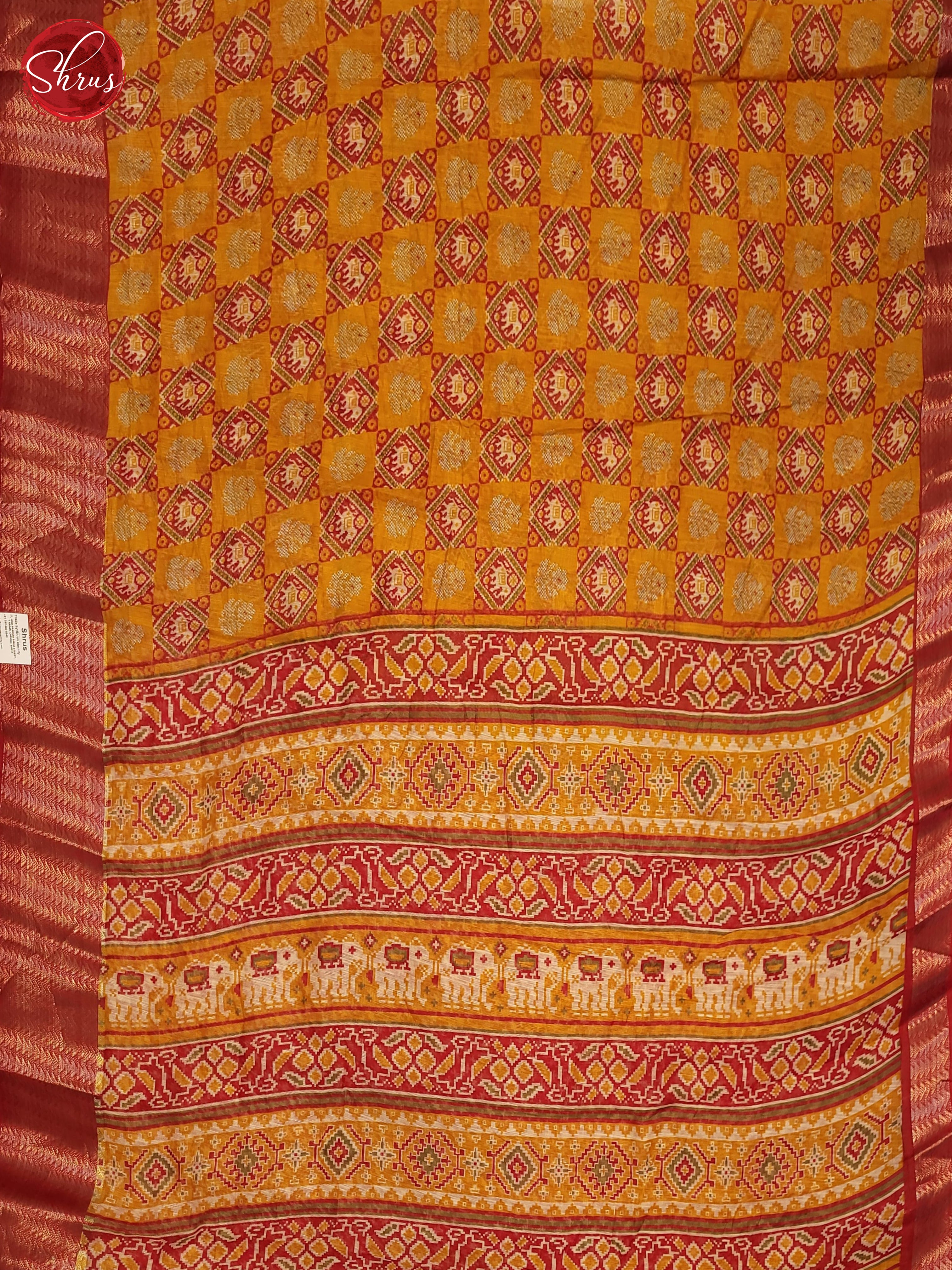 Yellow & Red - Semi Gicha Saree - Shop on ShrusEternity.com