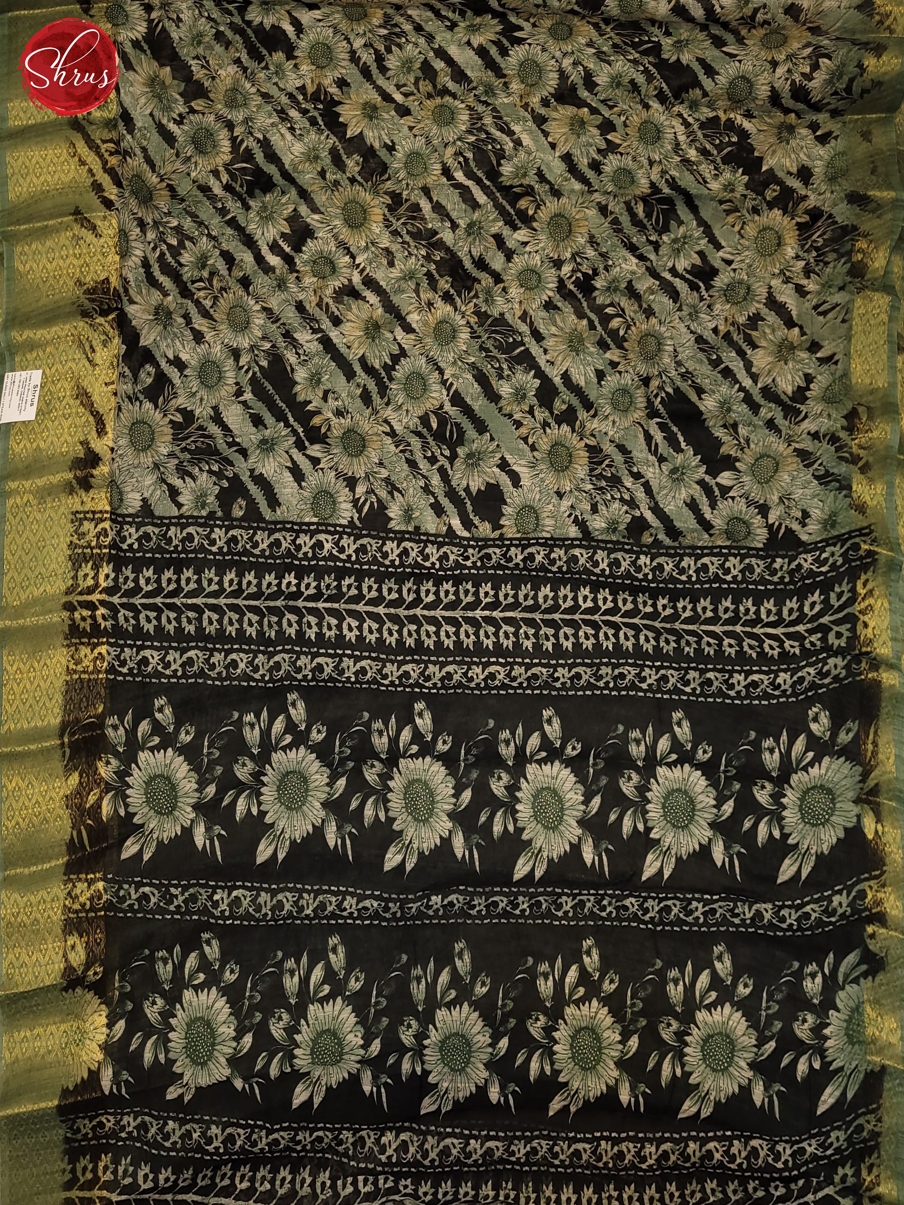 Black & Green- Semi Gicha Saree - Shop on ShrusEternity.com