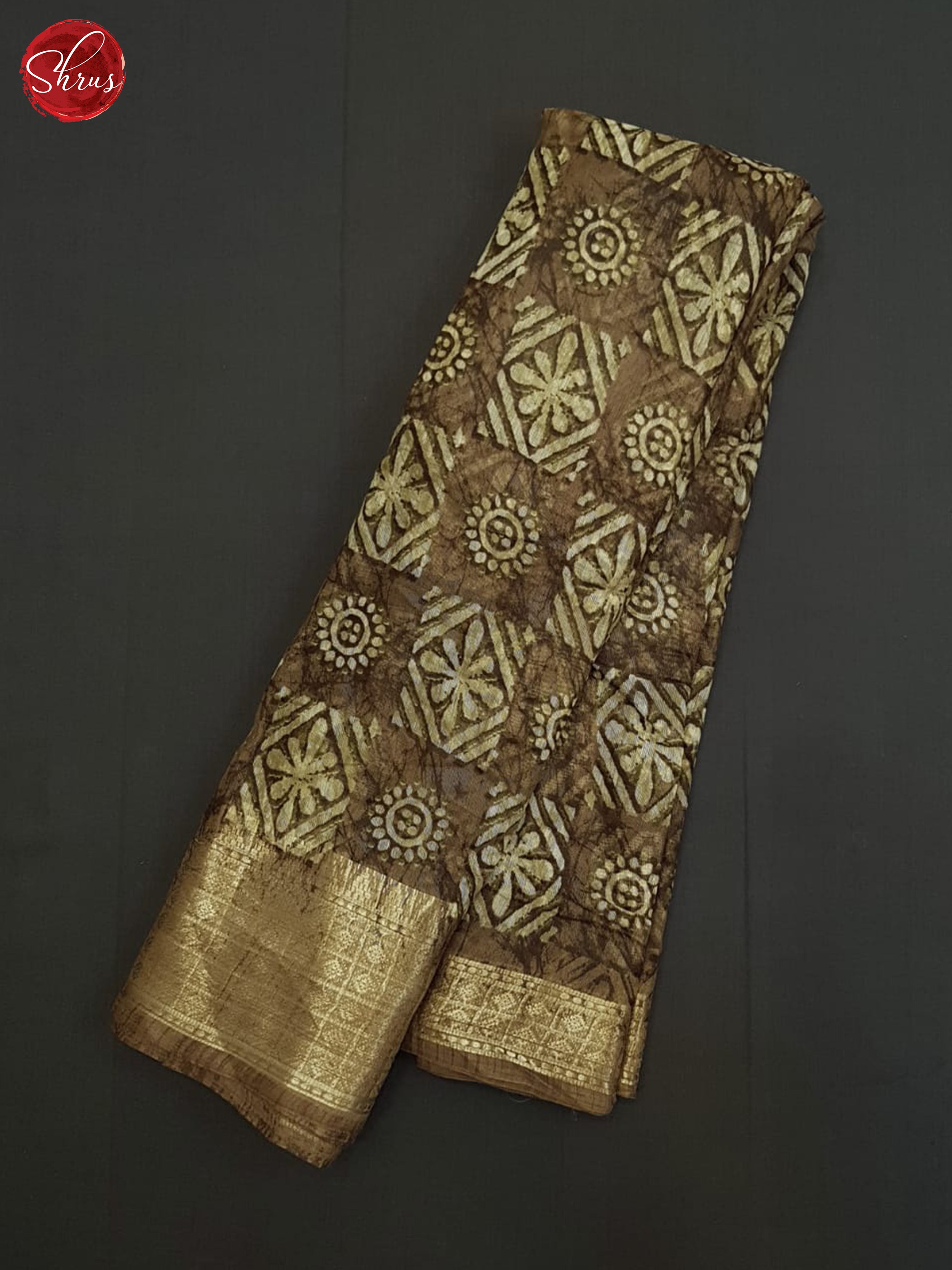 Brown(Single tone)-Semi Gicha Saree - Shop on ShrusEternity.com