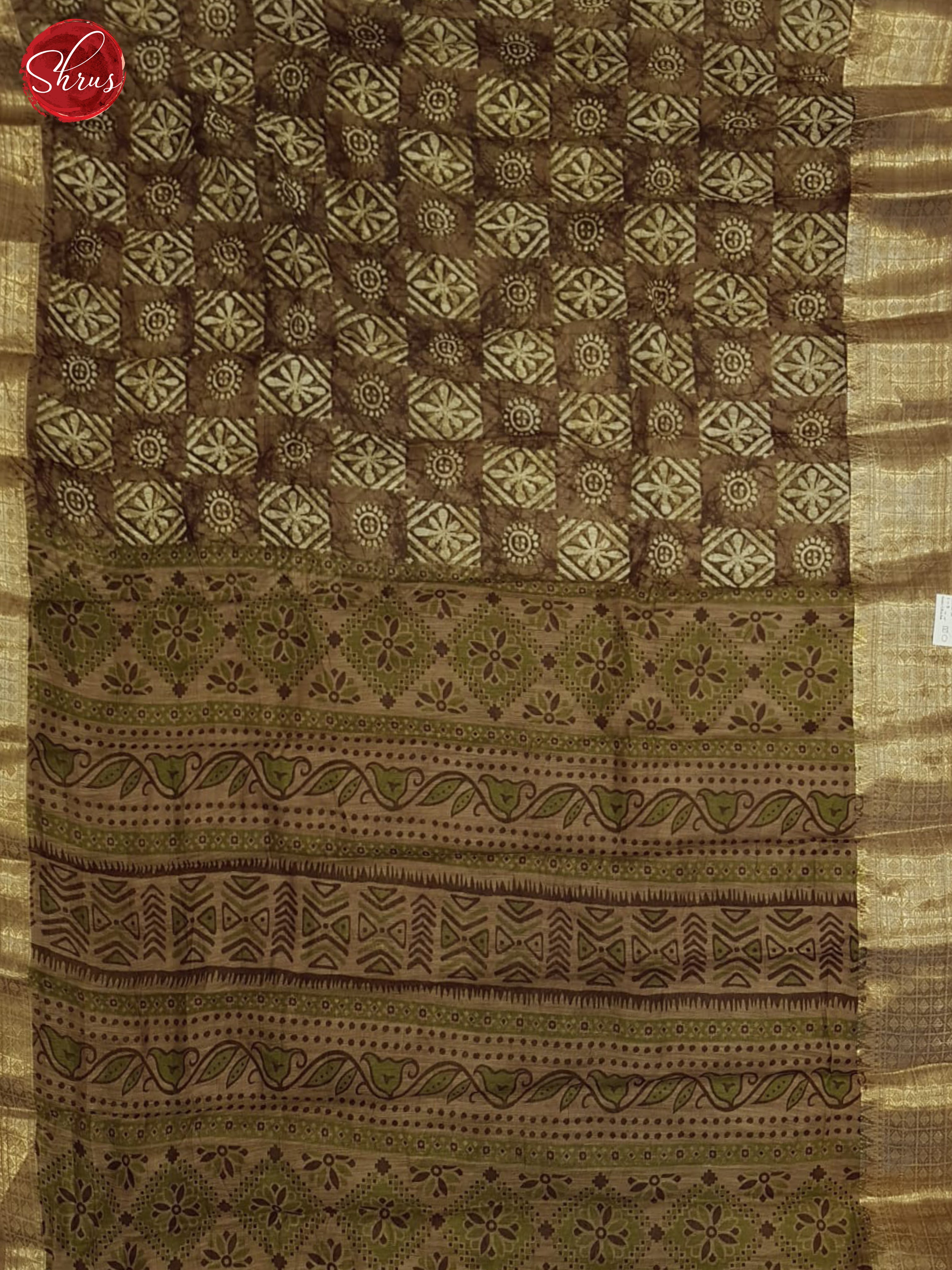 Brown(Single tone)-Semi Gicha Saree - Shop on ShrusEternity.com