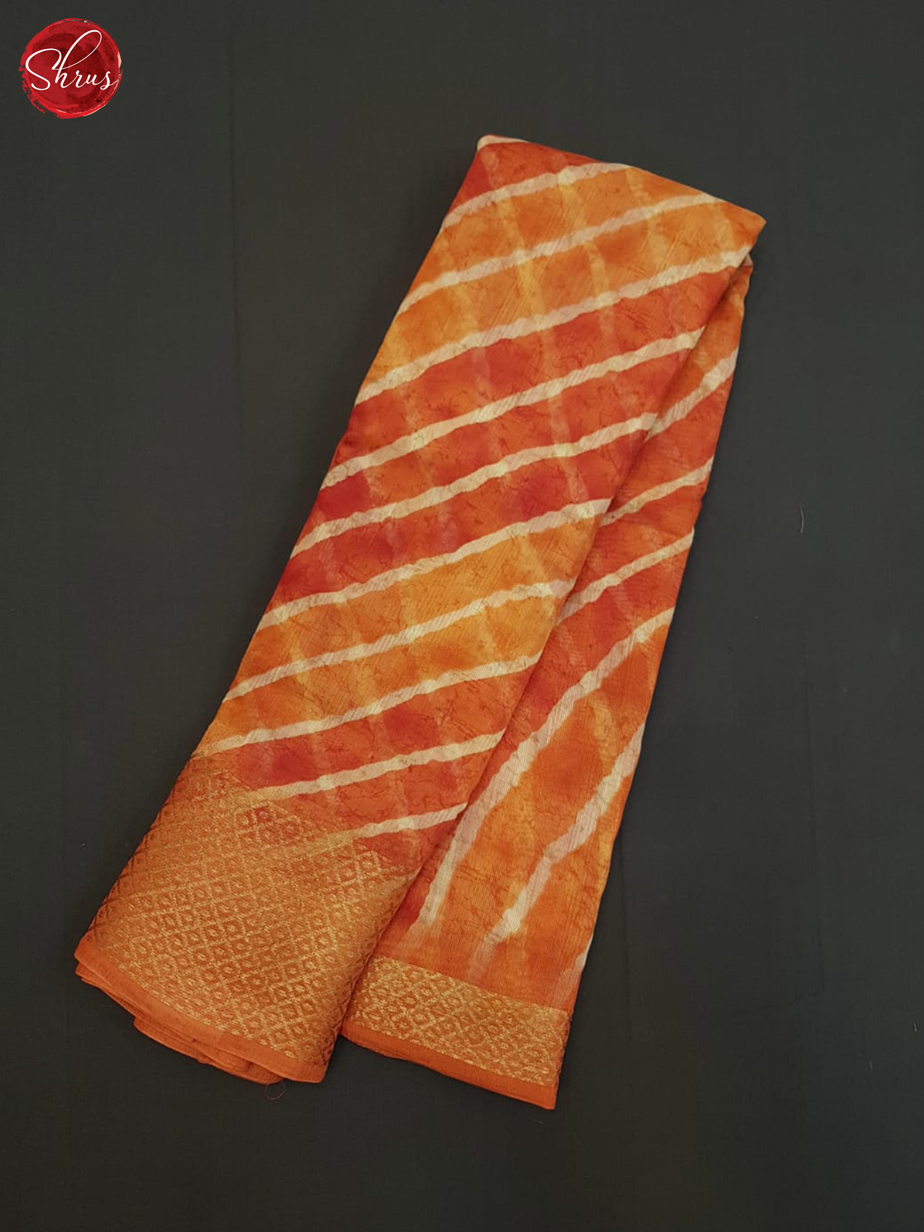 Orange(Single Tone)-Semi Gicha Saree - Shop on ShrusEternity.com