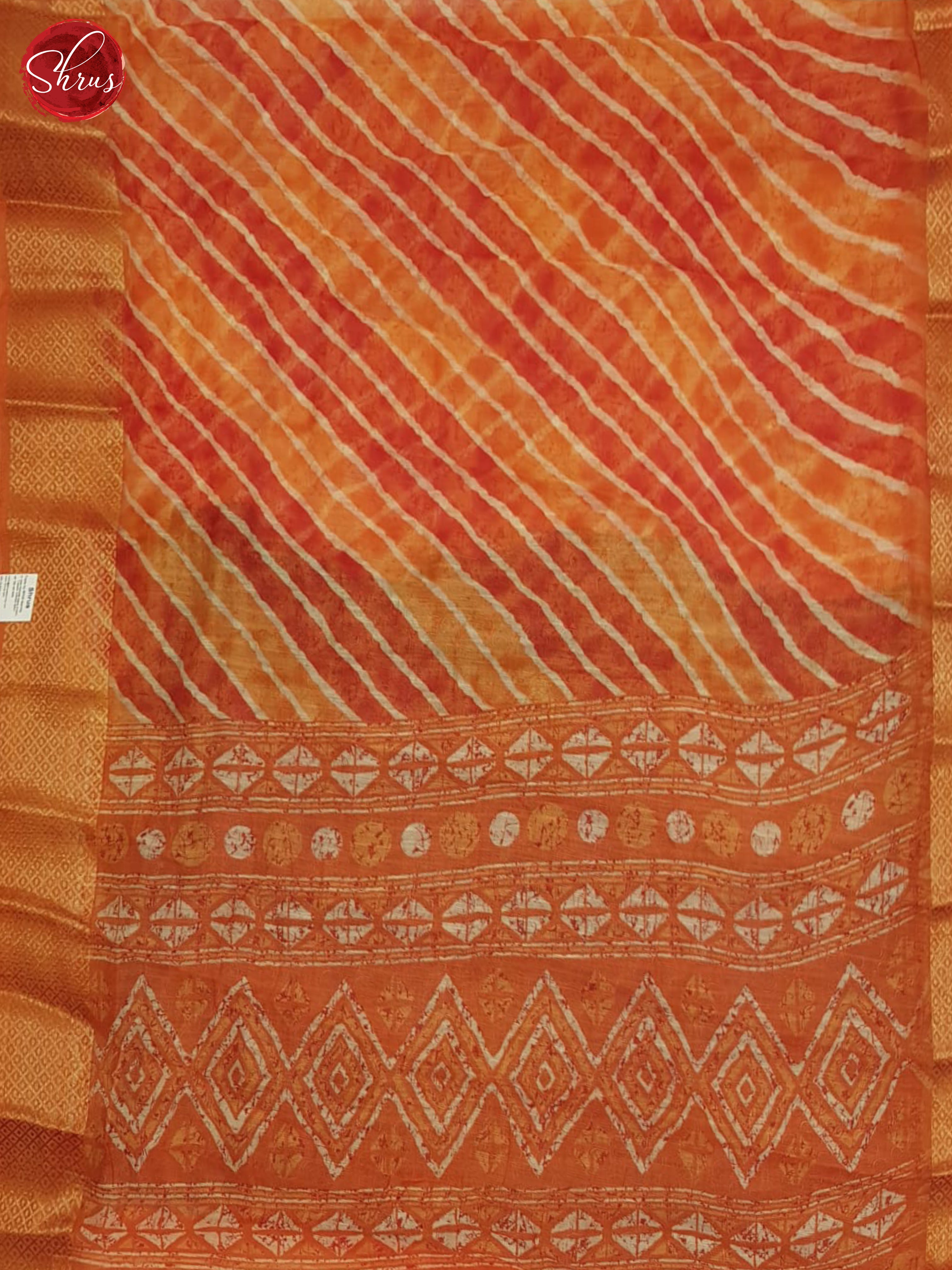 Orange(Single Tone)-Semi Gicha Saree - Shop on ShrusEternity.com