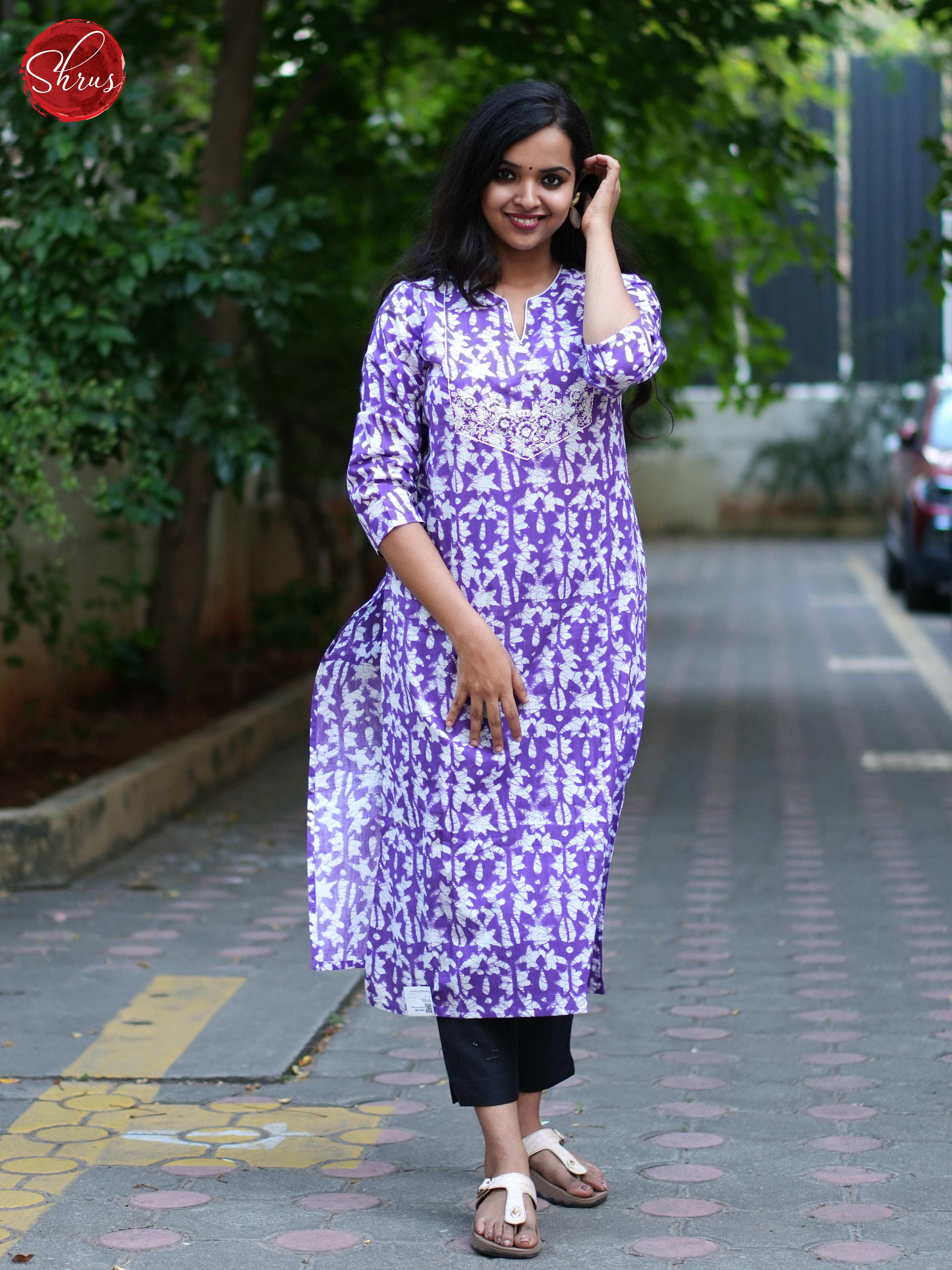 Lavender - Block  printed  Casual Readymade Kurti - Shop on ShrusEternity.com