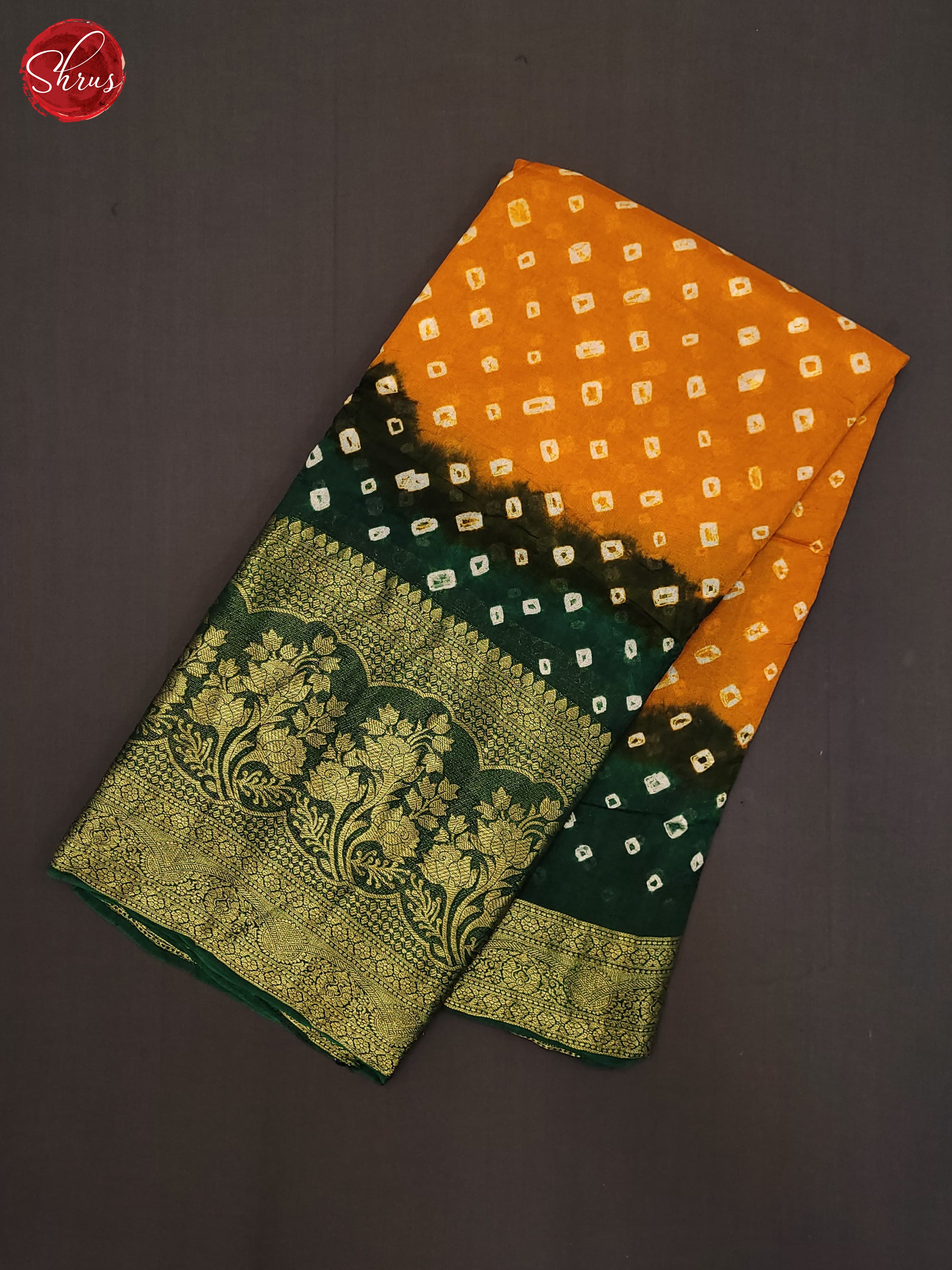 Yellow & Green- Art Bandhini Saree - Shop on ShrusEternity.com