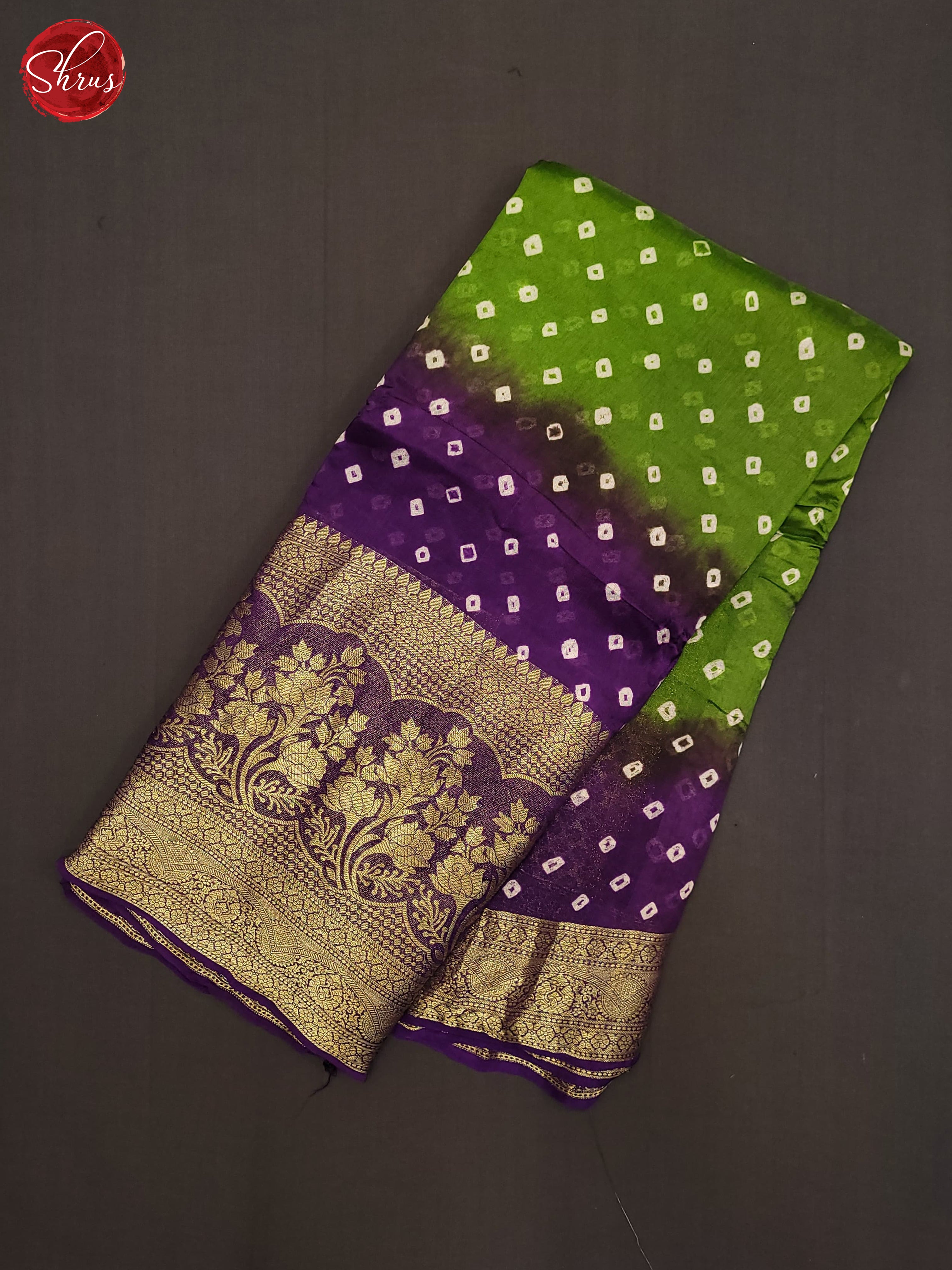 Green & Purple - Art Bandhini Saree - Shop on ShrusEternity.com
