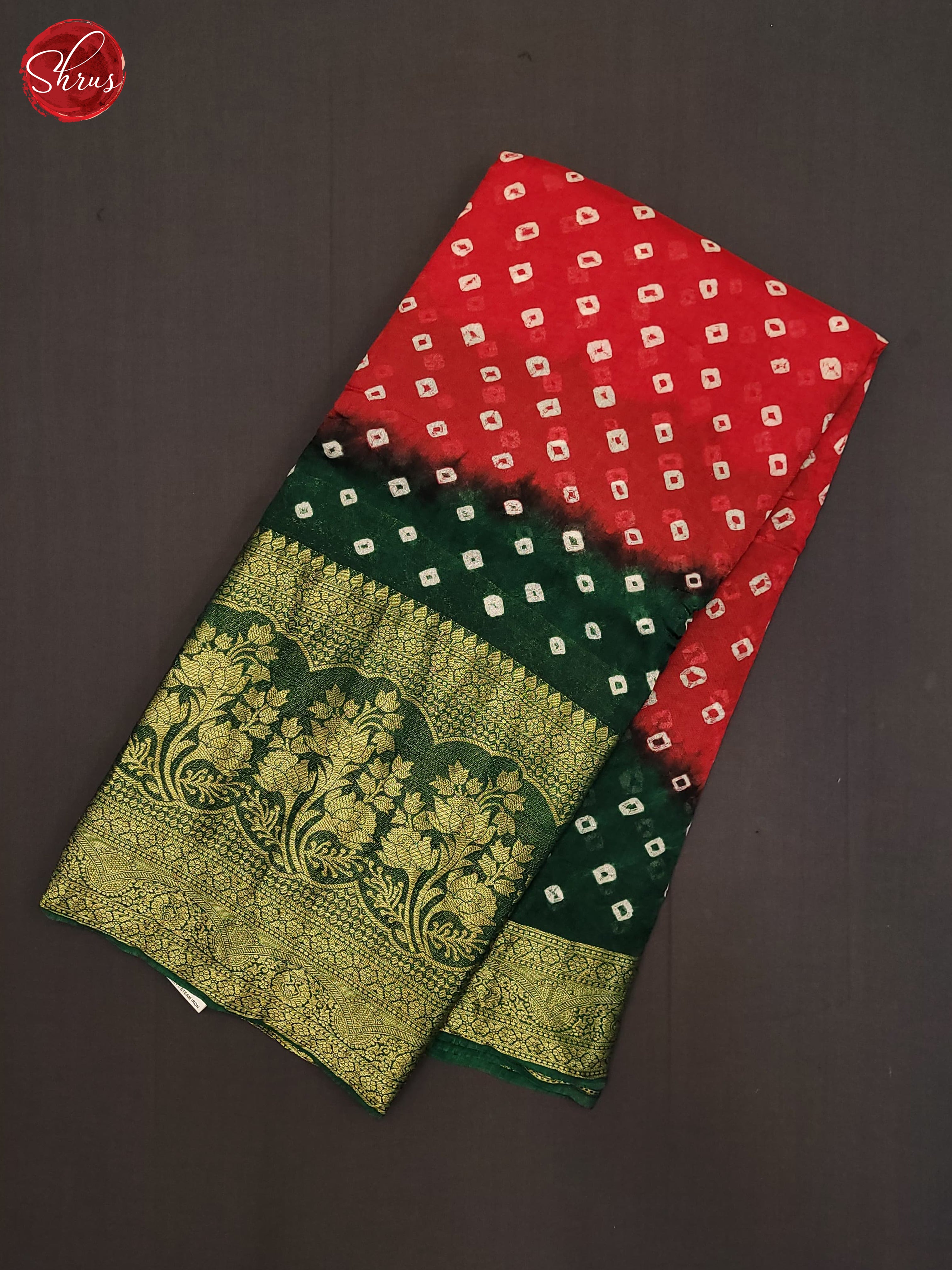 Red & Green - Art Bandhini Saree - Shop on ShrusEternity.com