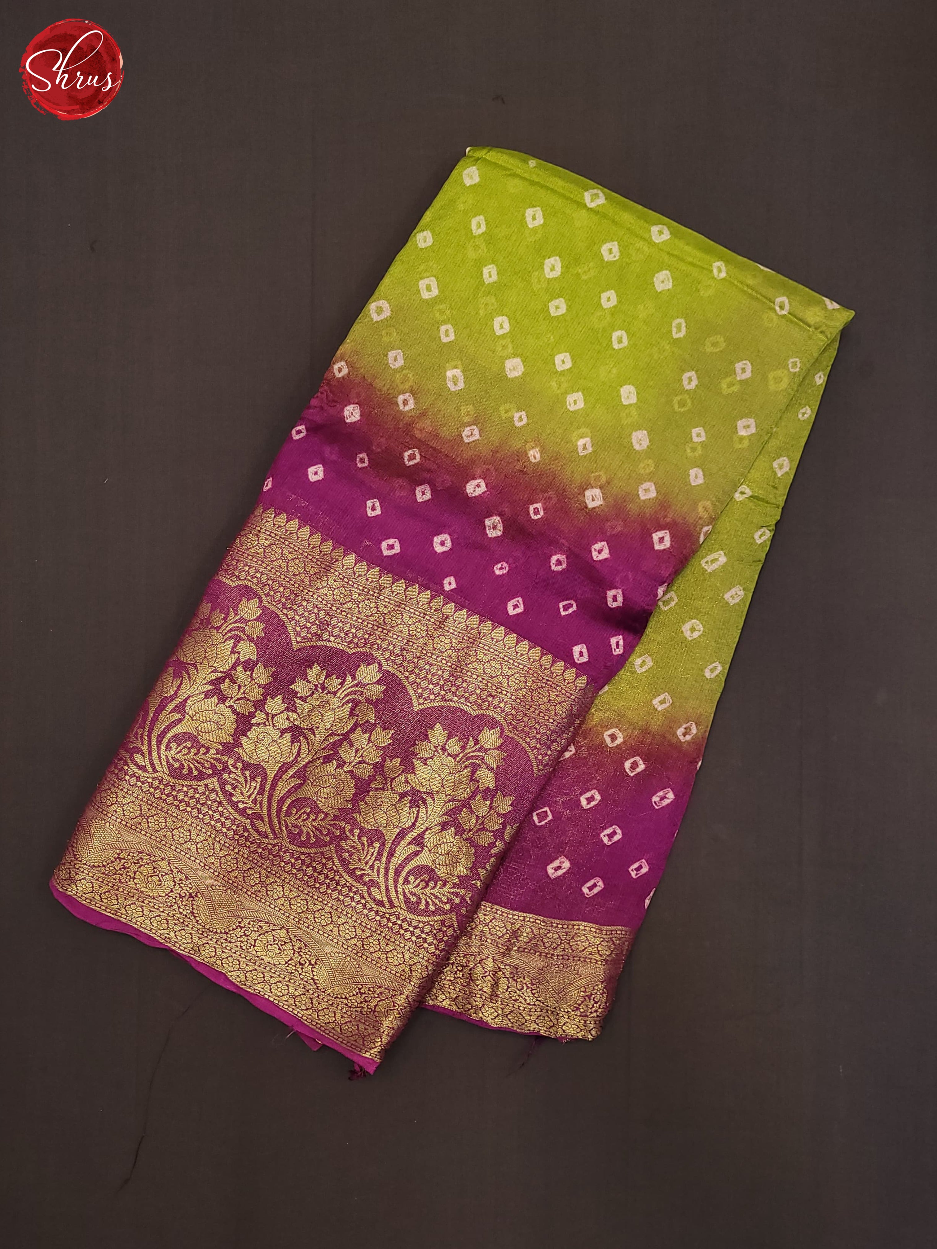 Green & Majenta- Art Bandhini Saree - Shop on ShrusEternity.com