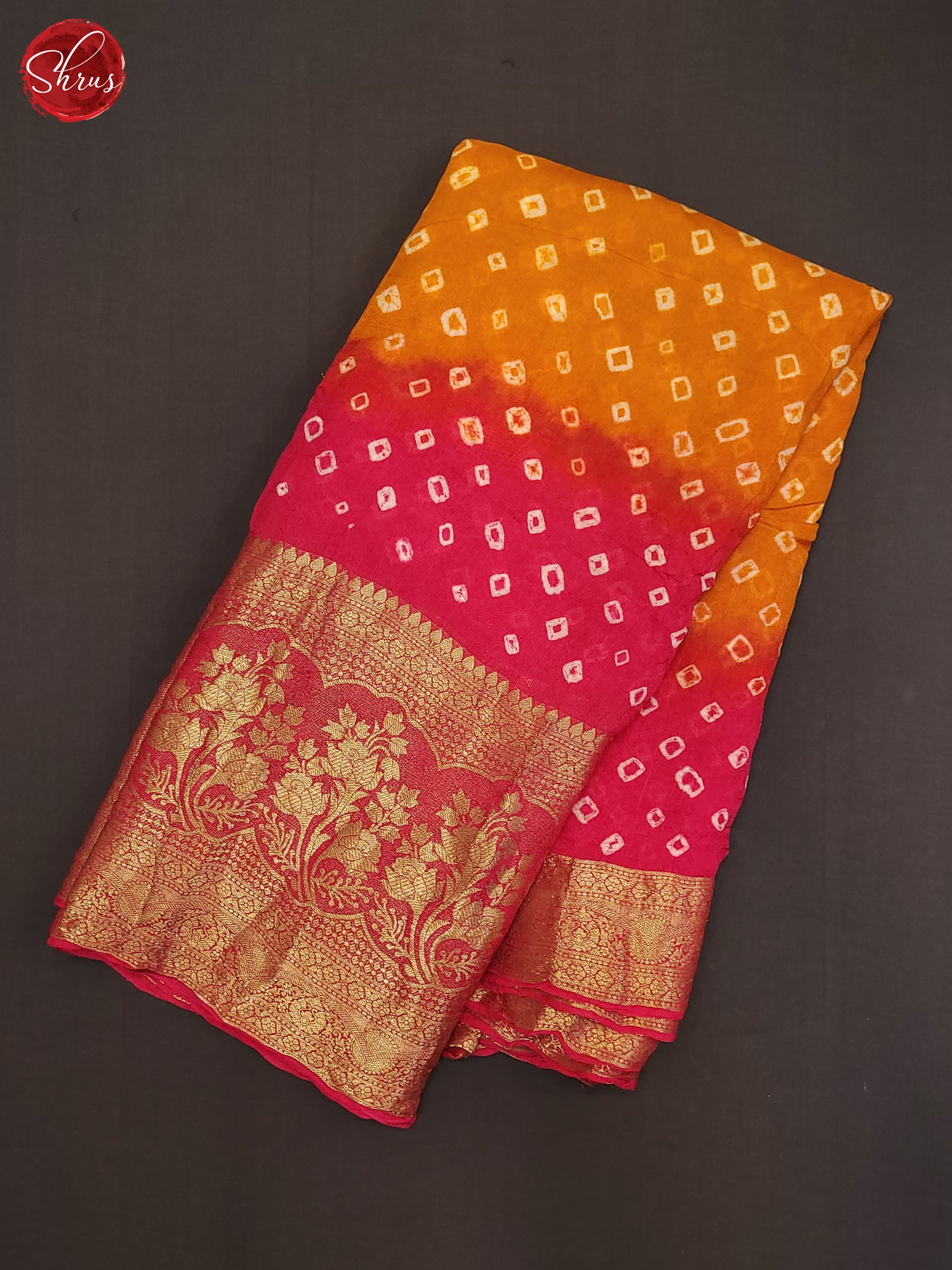 Yellow & Pink - Art Bandhini Saree - Shop on ShrusEternity.com