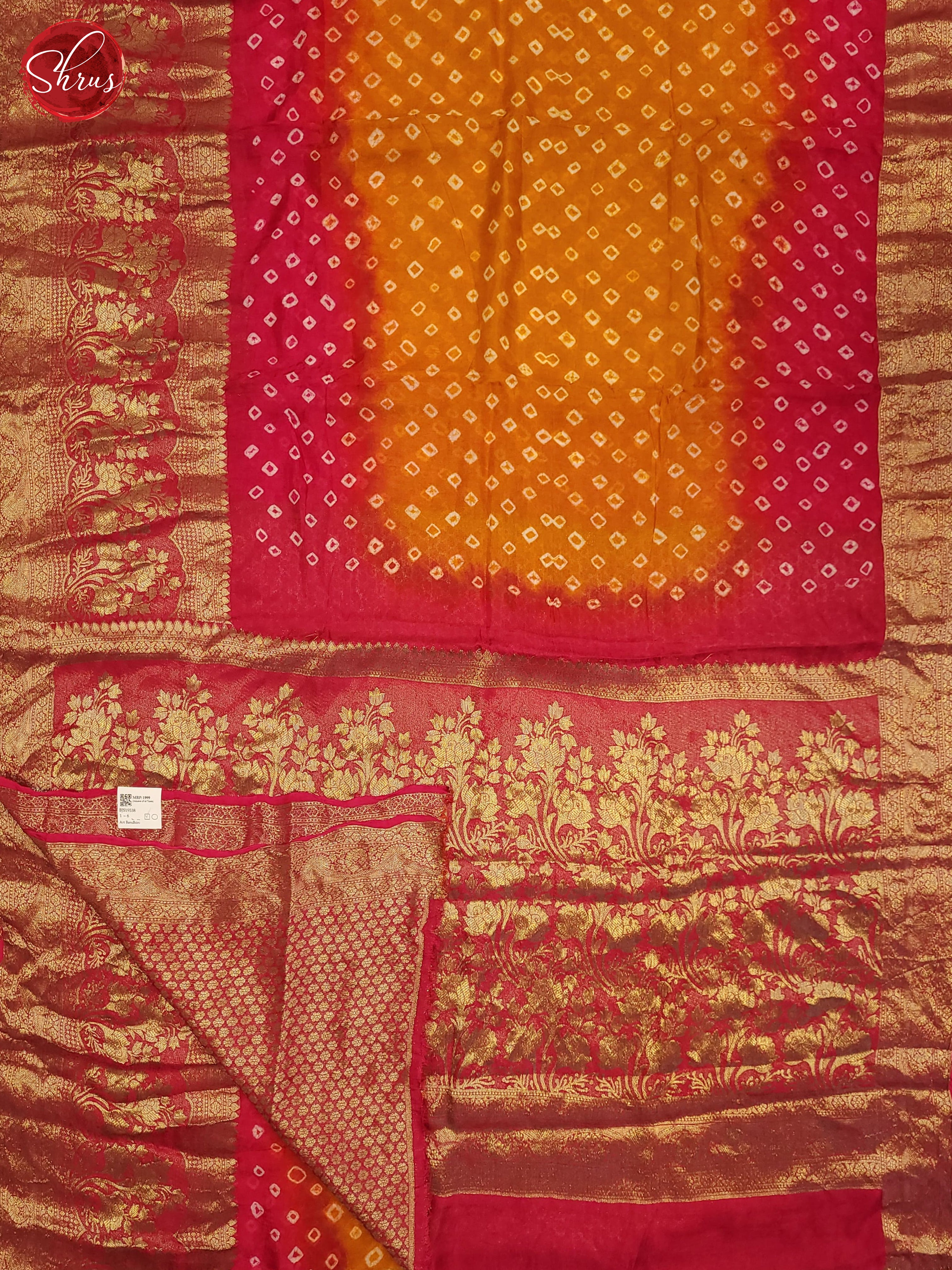 Yellow & Pink - Art Bandhini Saree - Shop on ShrusEternity.com