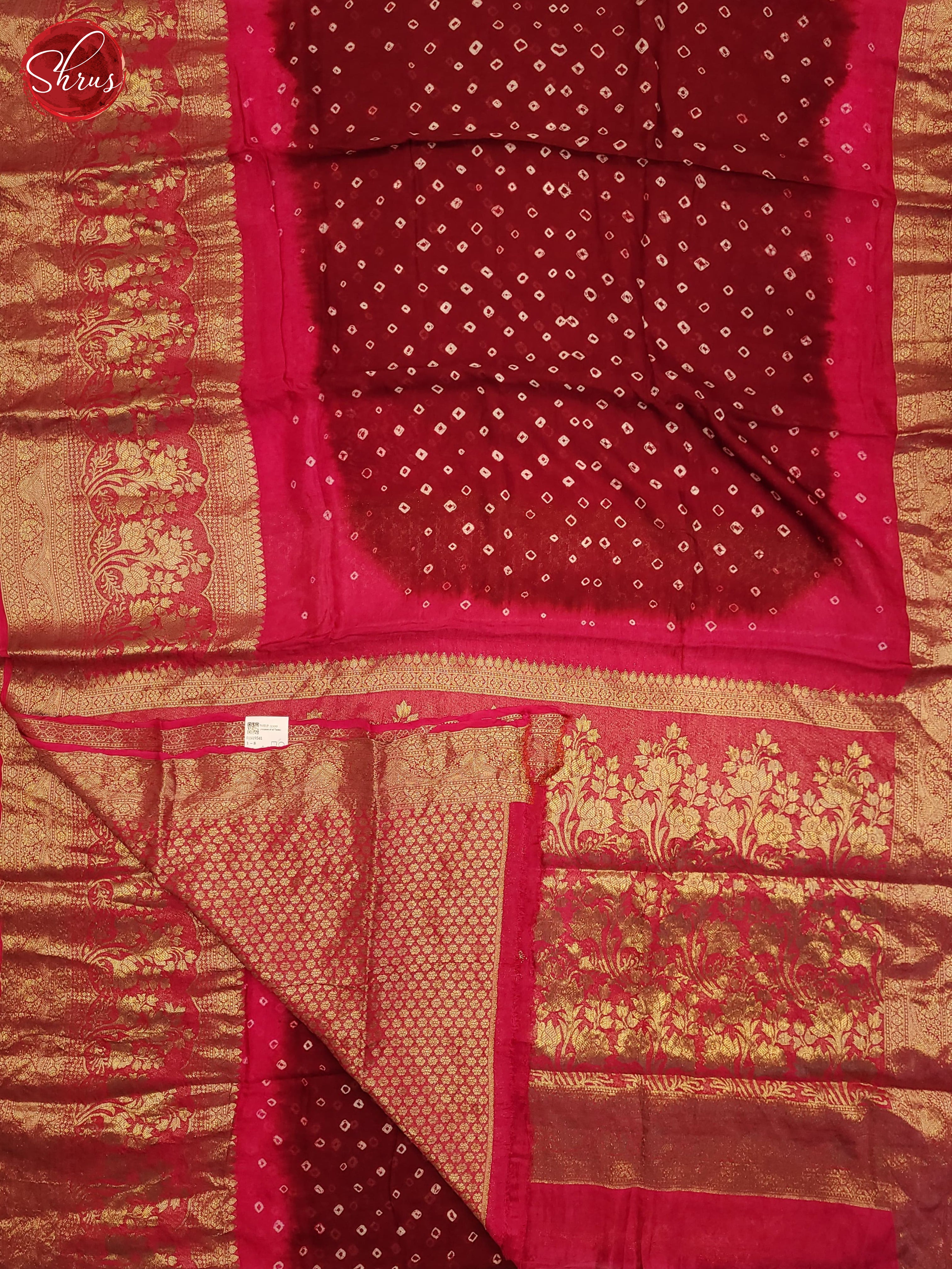 Red & Pink- Art Bandhini Saree - Shop on ShrusEternity.com