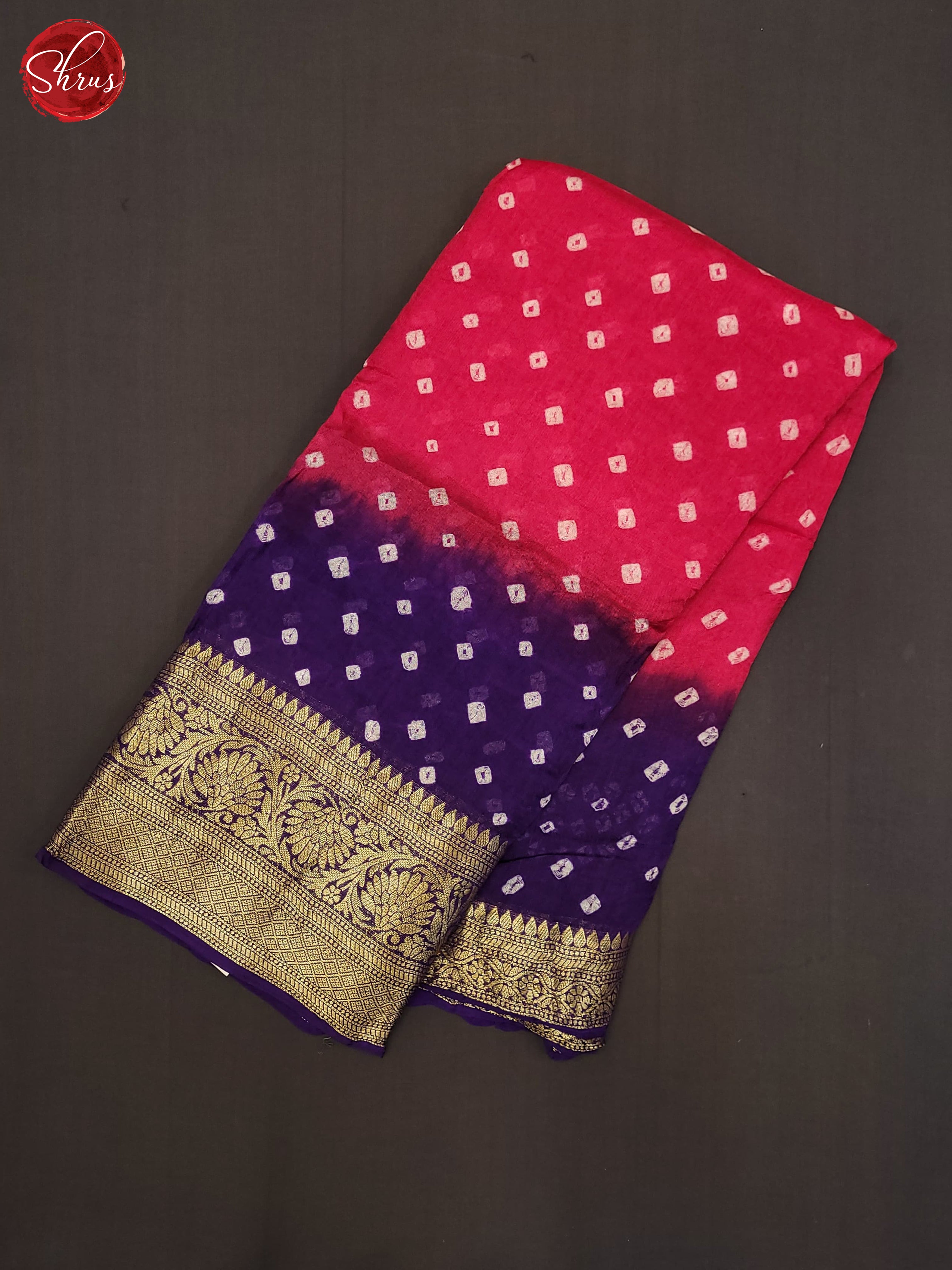 Pink & Blue- Art Bandhini Saree - Shop on ShrusEternity.com