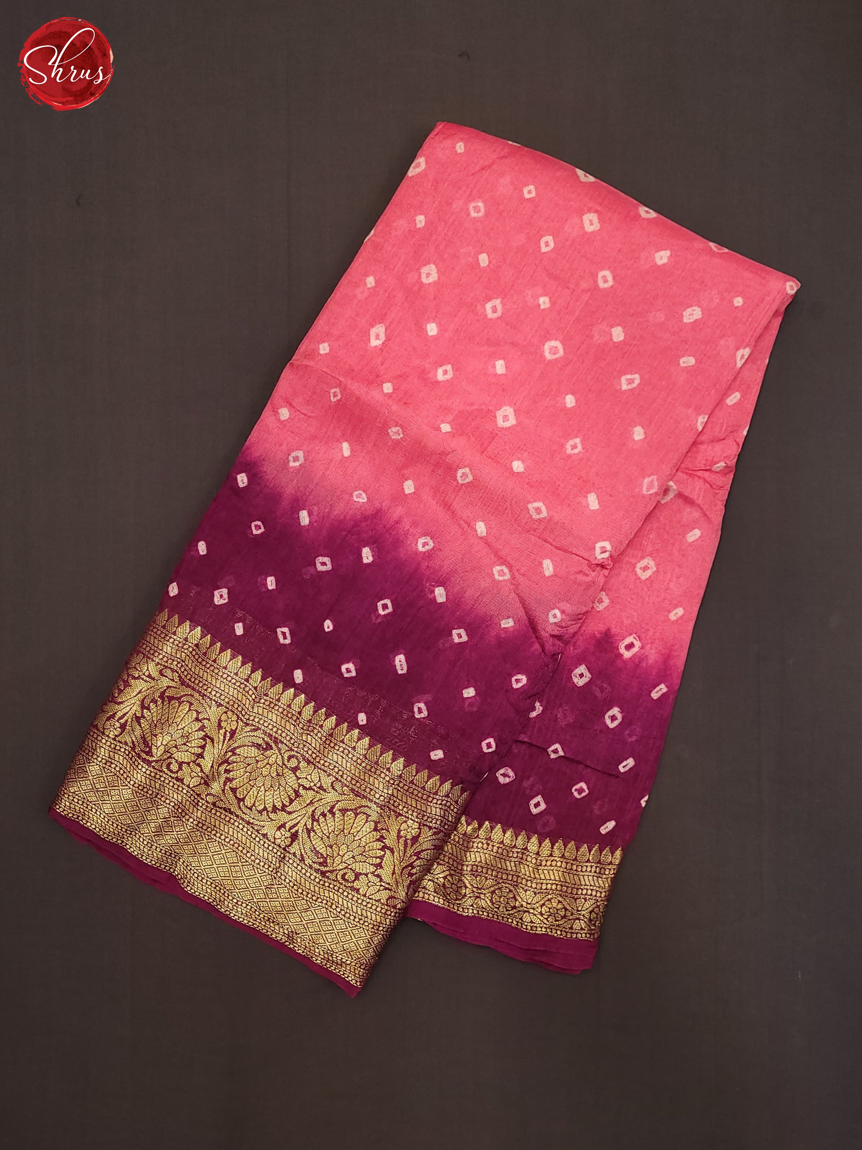 Pink  & Purple - Art Bandhini Saree - Shop on ShrusEternity.com