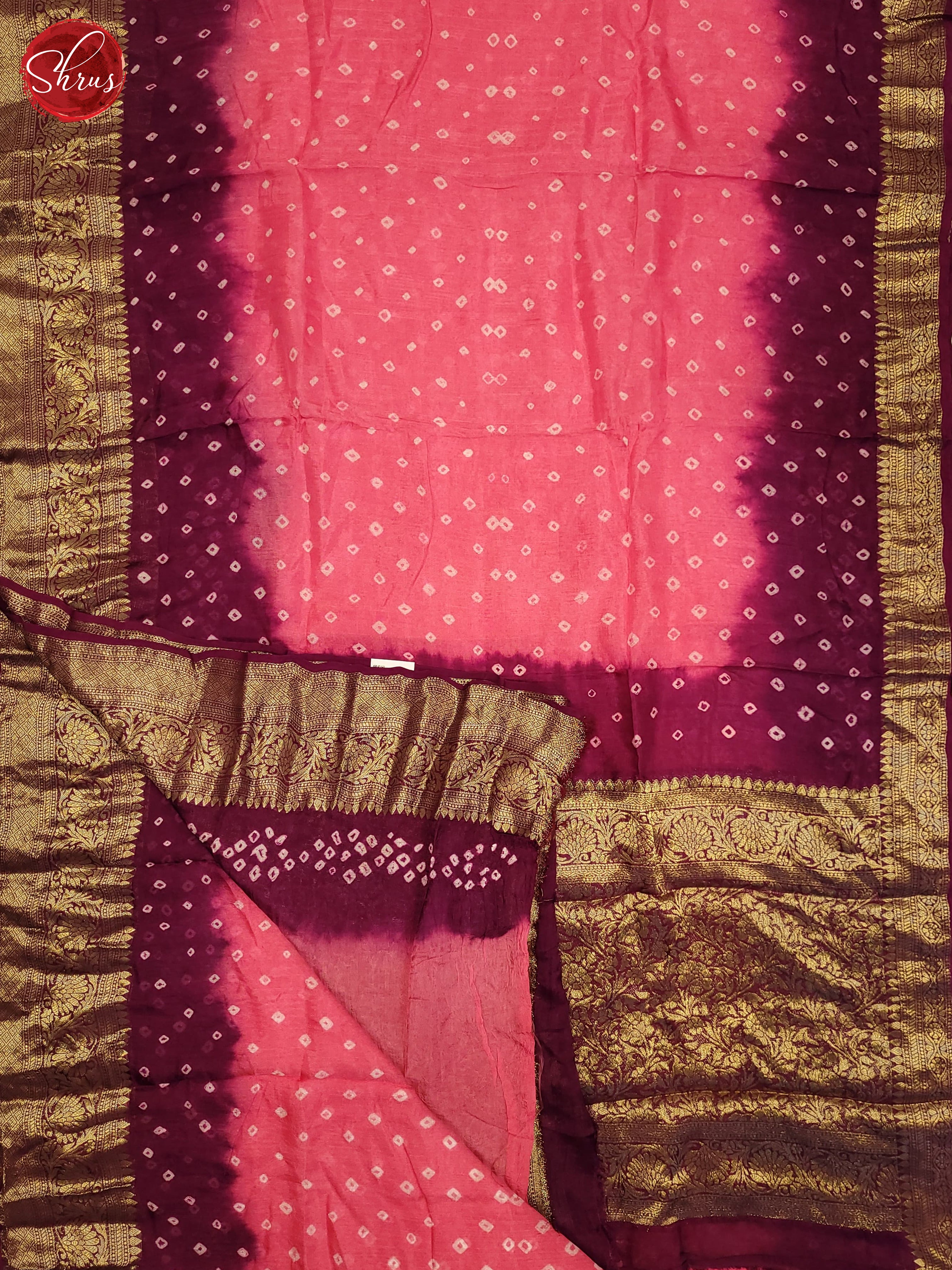 Pink  & Purple - Art Bandhini Saree - Shop on ShrusEternity.com