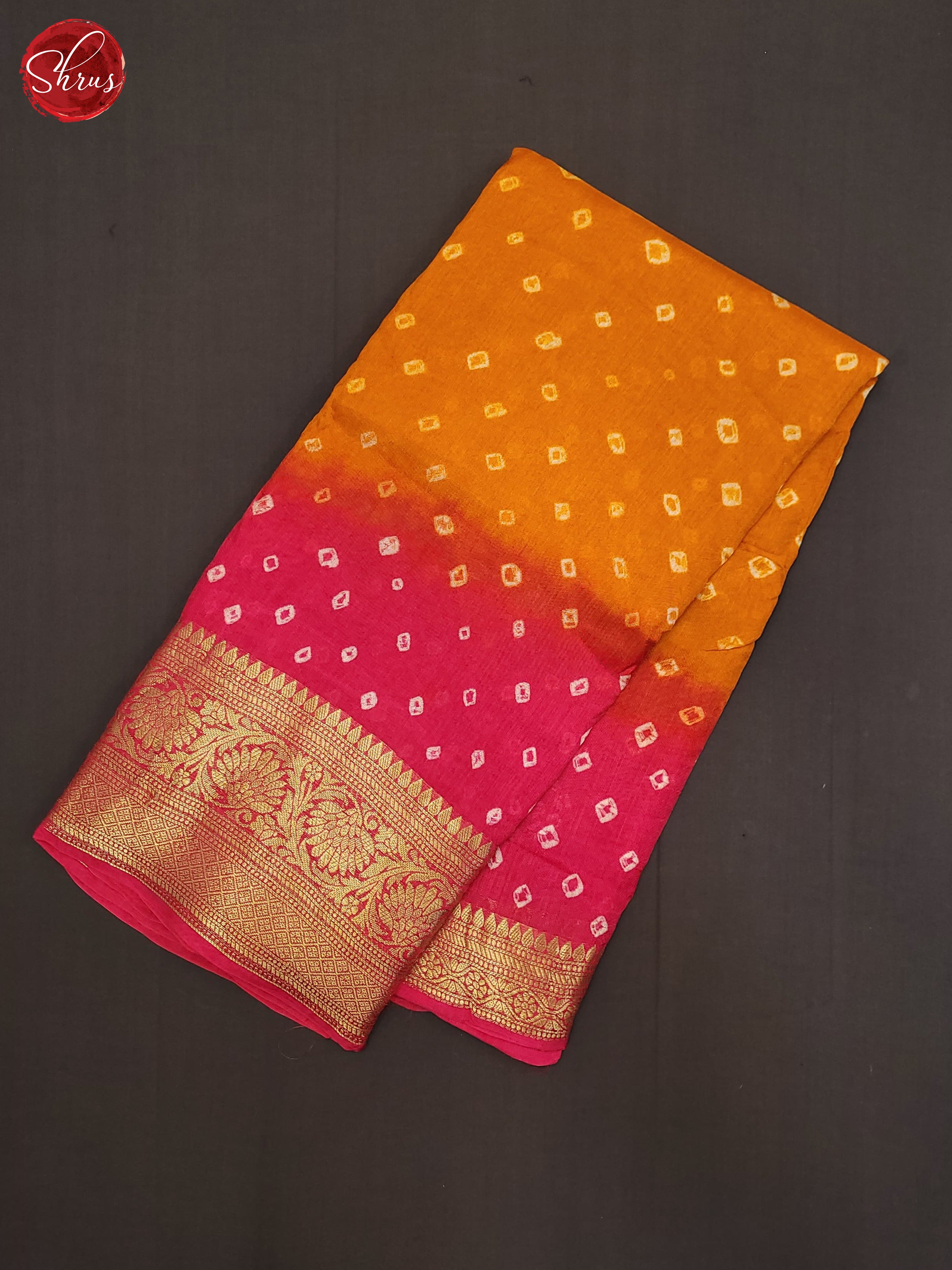 Orange & Pink - Art Bandhini Saree - Shop on ShrusEternity.com