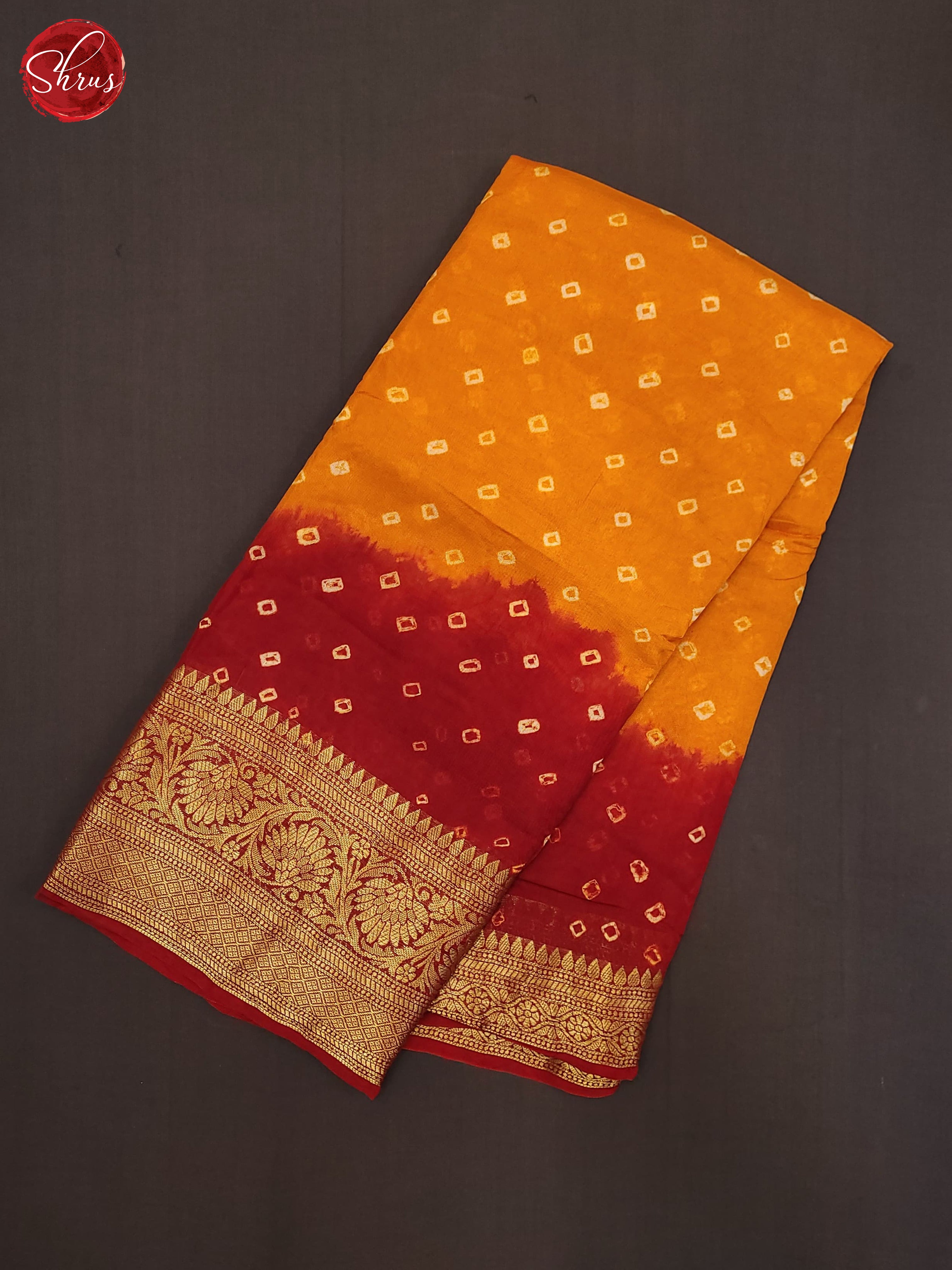 Orange & Red - Art Bandhini Saree - Shop on ShrusEternity.com
