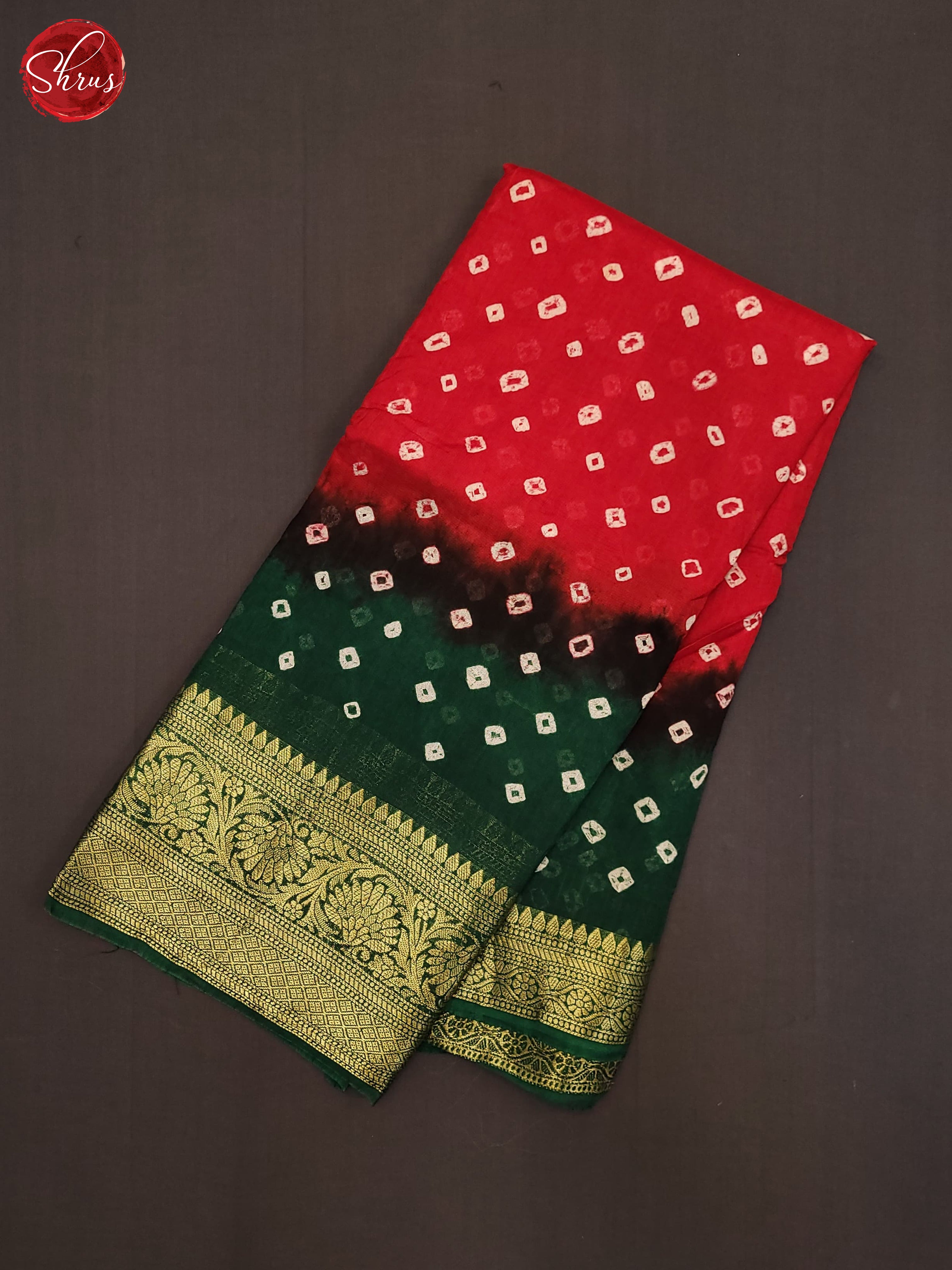 Red & Green- Art Bandhini Saree - Shop on ShrusEternity.com