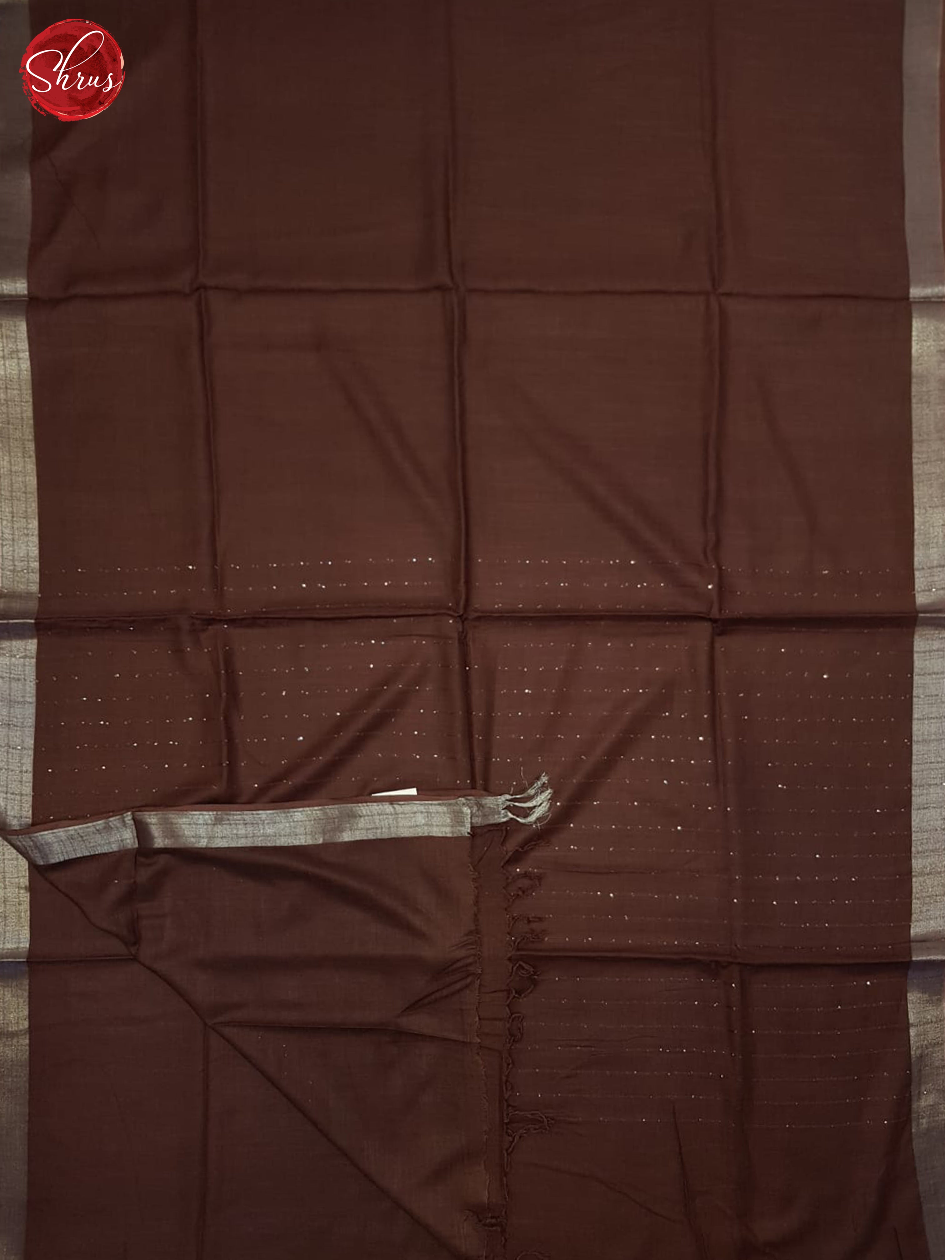 Brown(single tone)- Linen Cotton Saree - Shop on ShrusEternity.com