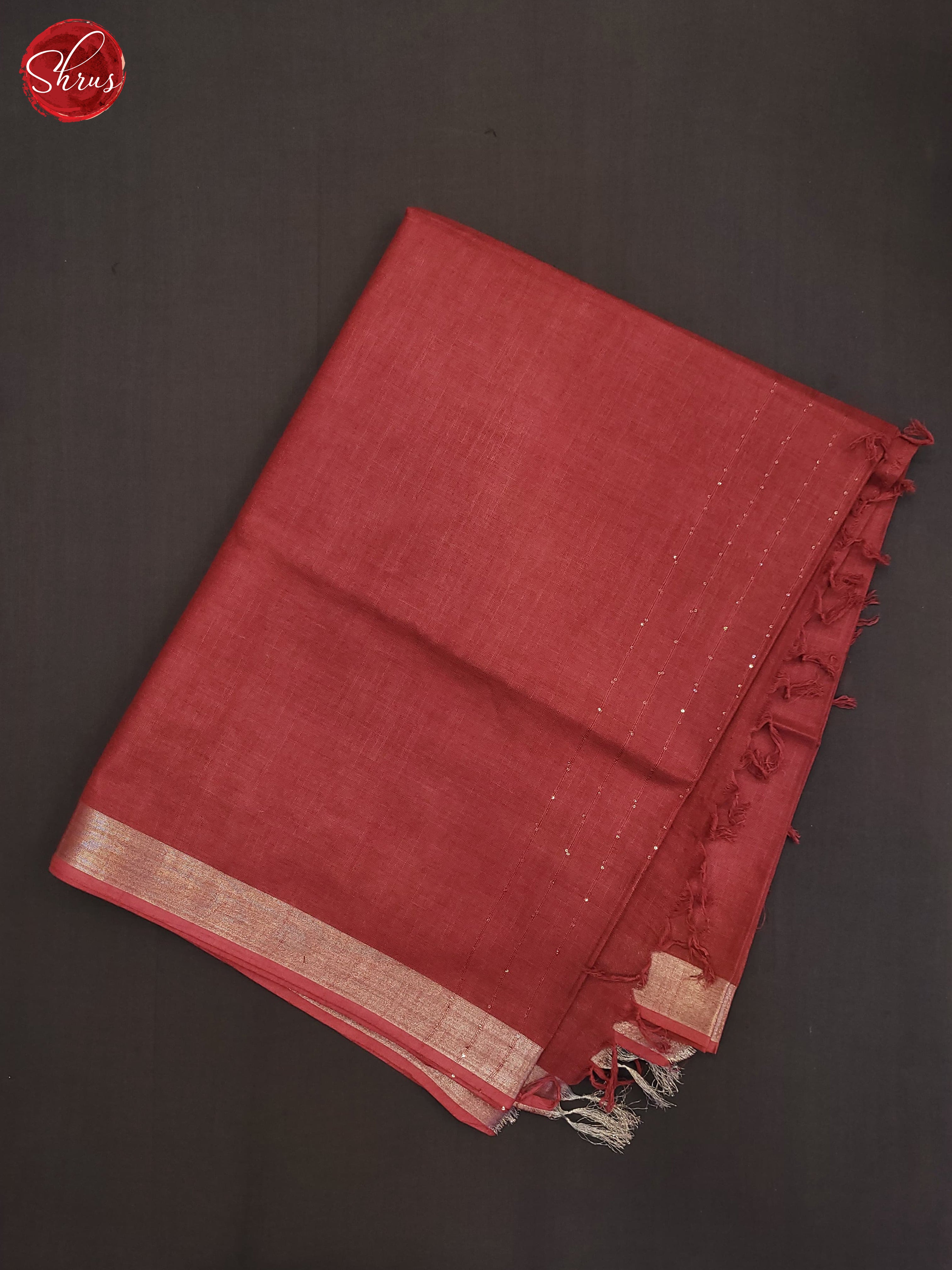 Red(SIngle Tone) - Linen Cotton Saree - Shop on ShrusEternity.com