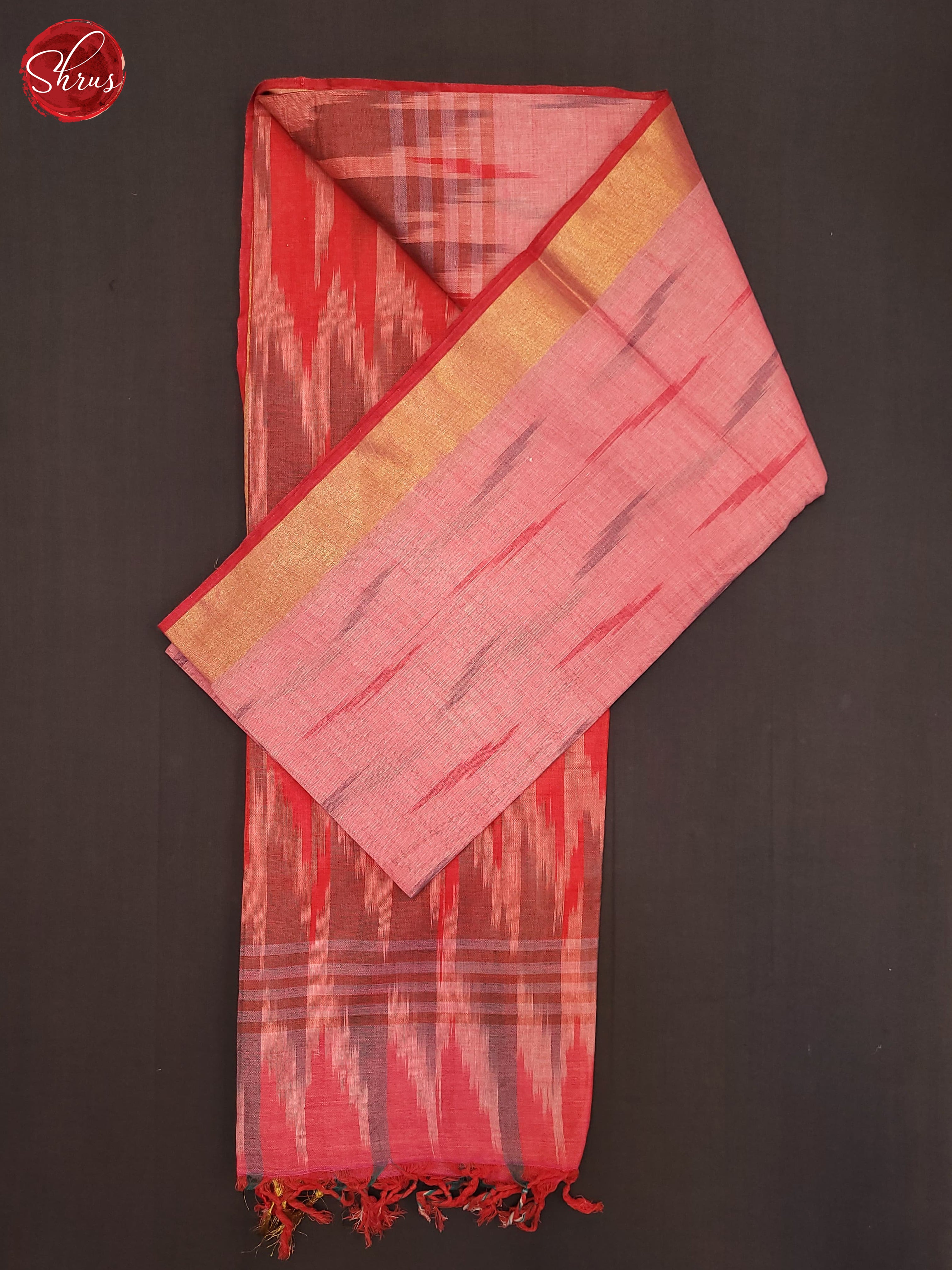 Baby Pink and Red- Semi Ikkat Saree - Shop on ShrusEternity.com