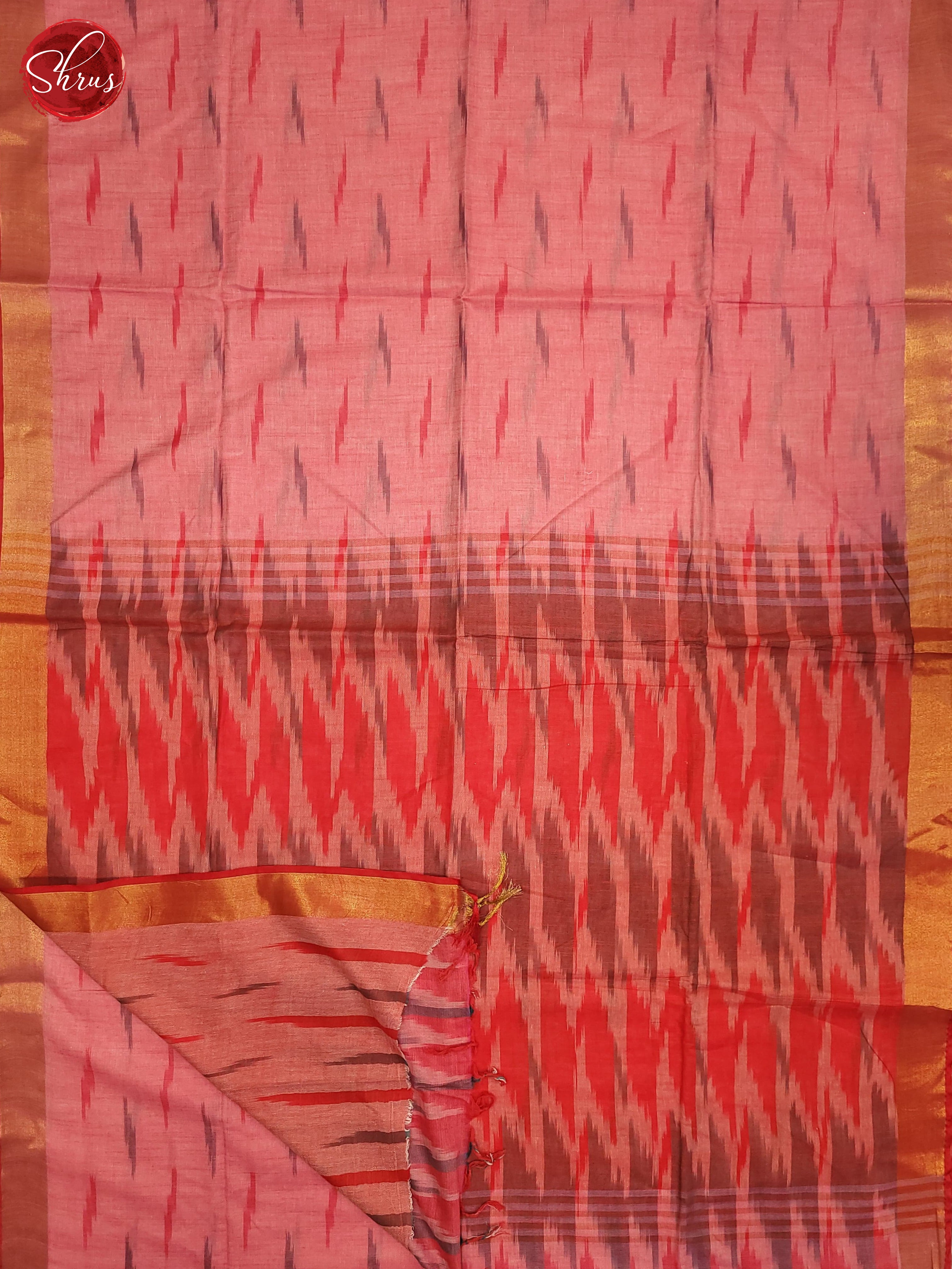 Baby Pink and Red- Semi Ikkat Saree - Shop on ShrusEternity.com