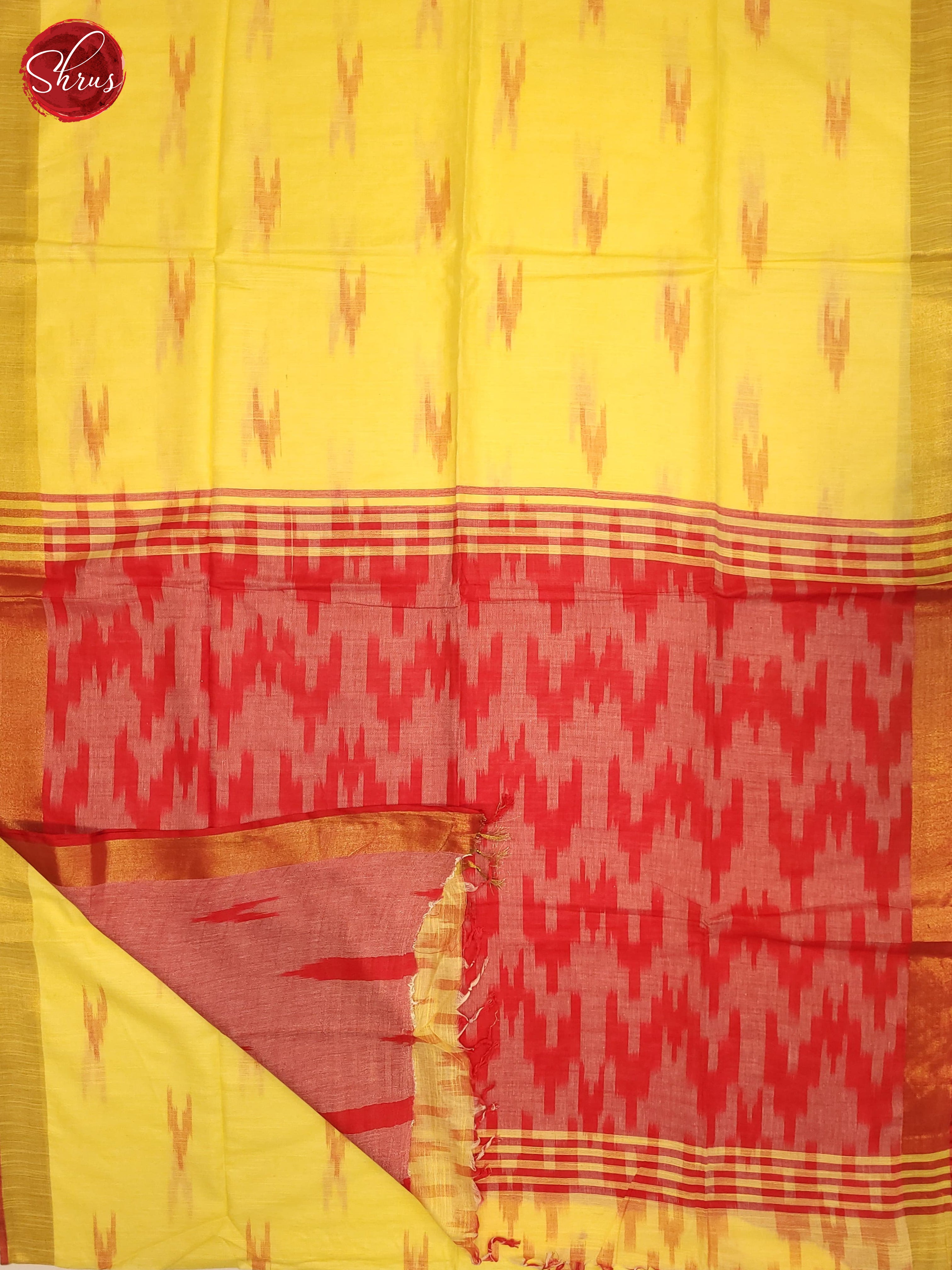 Yellow and Red- Semi Ikkat Saree - Shop on ShrusEternity.com