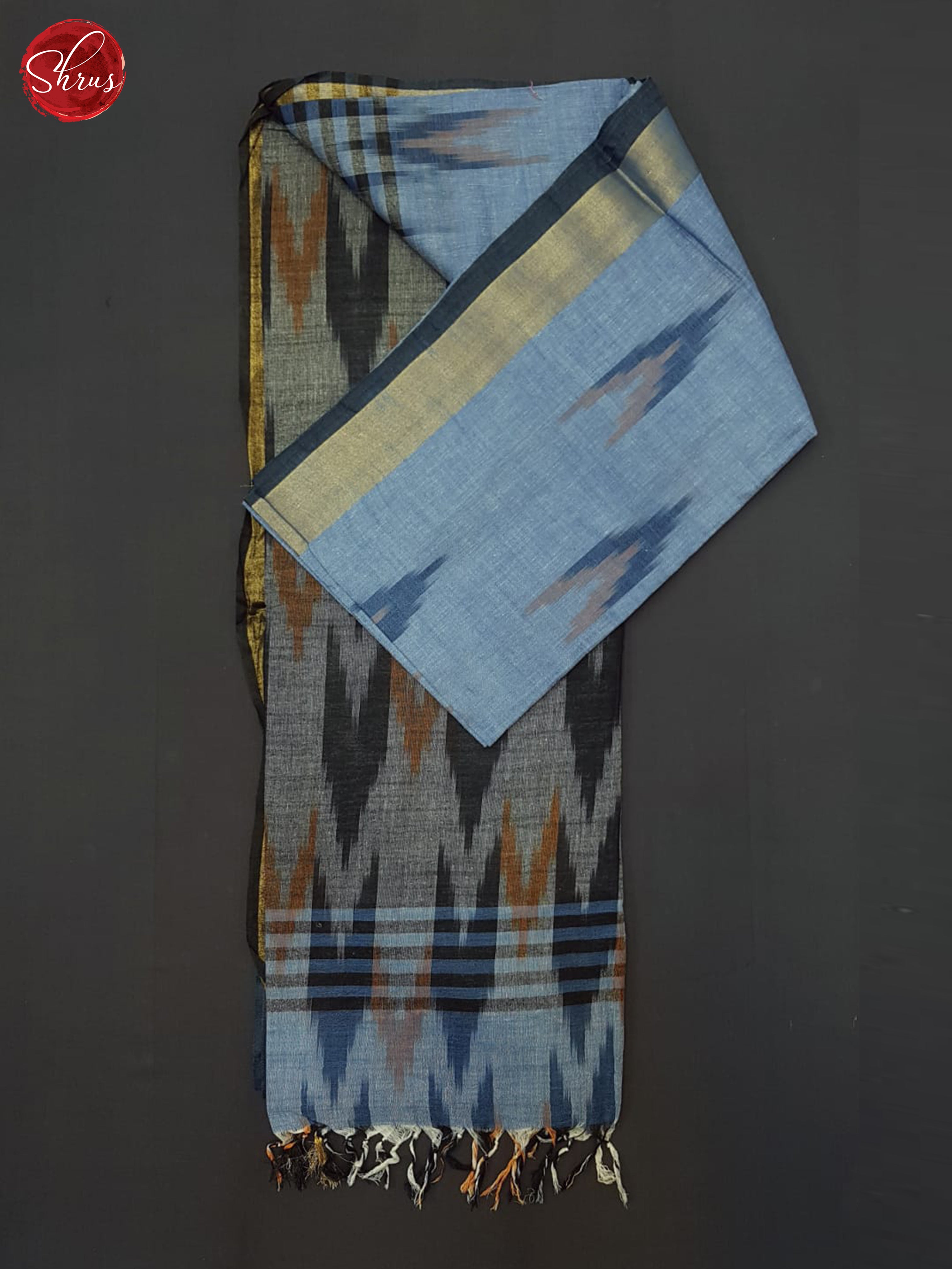 Blue and Grey- Semi Ikkat Saree - Shop on ShrusEternity.com