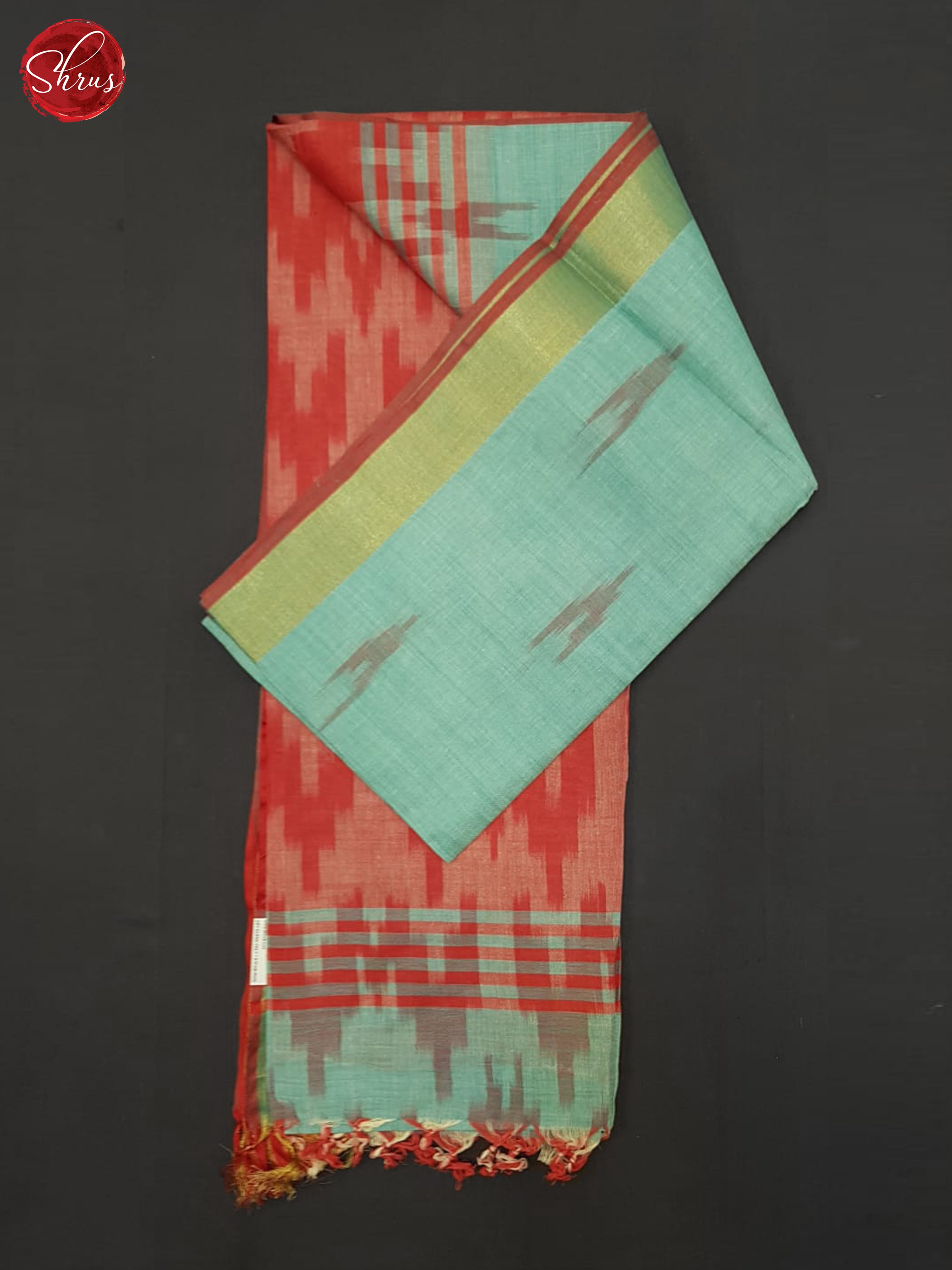 Teal green and Red - Semi Ikkat Saree - Shop on ShrusEternity.com