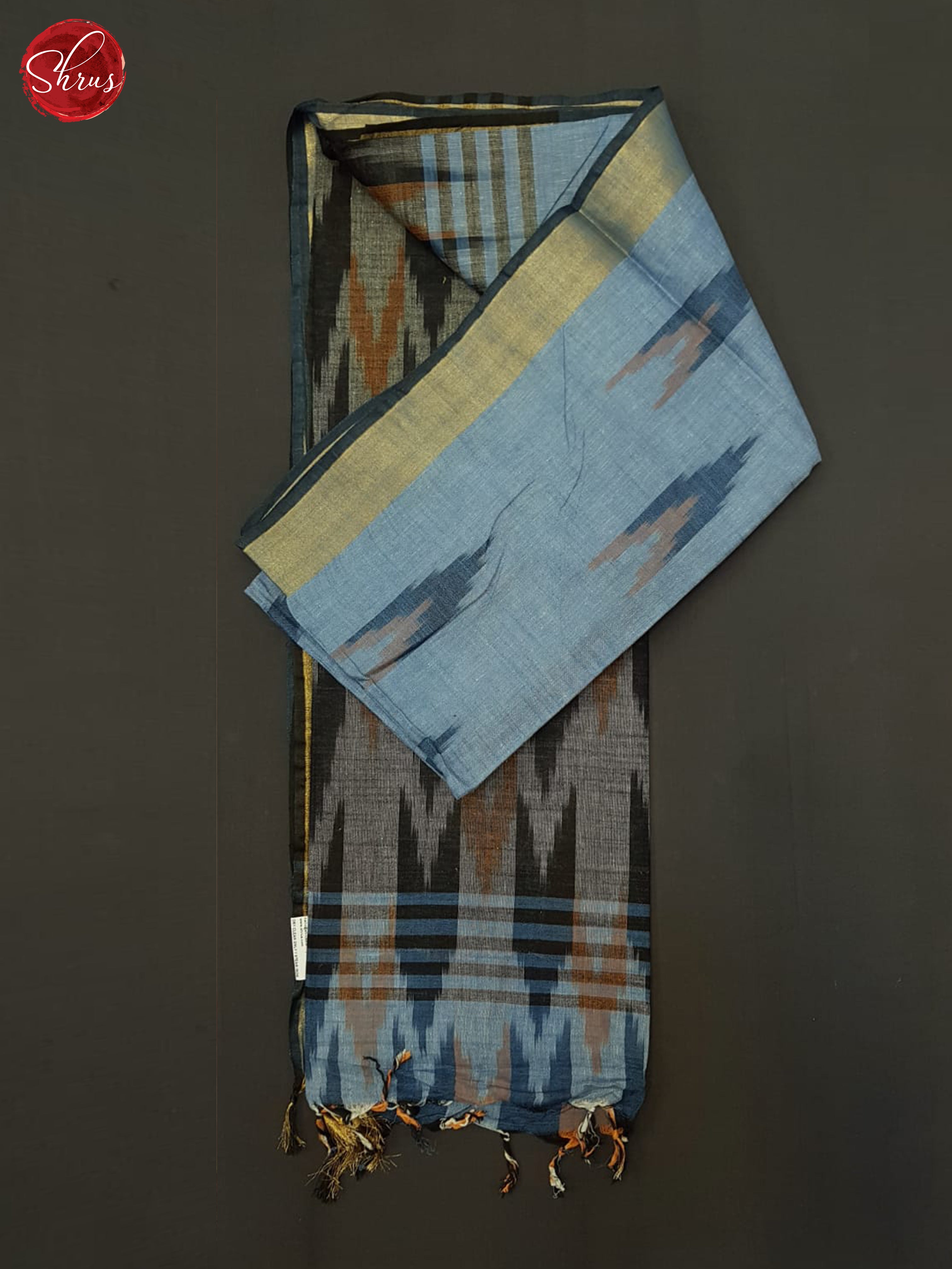 Light blue and grey - Semi Ikkat Saree - Shop on ShrusEternity.com