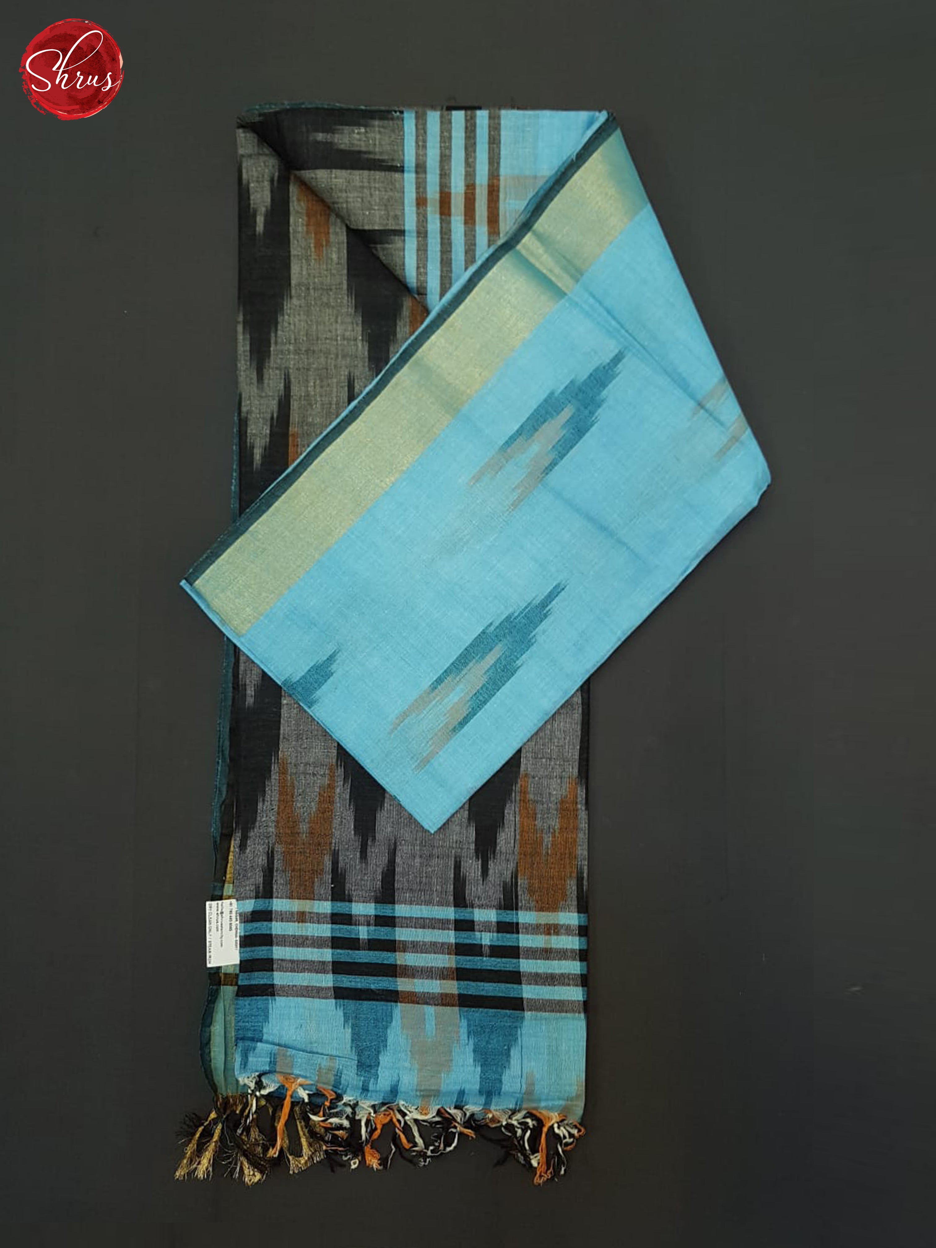 Blue and grey- Semi Ikkat Saree - Shop on ShrusEternity.com