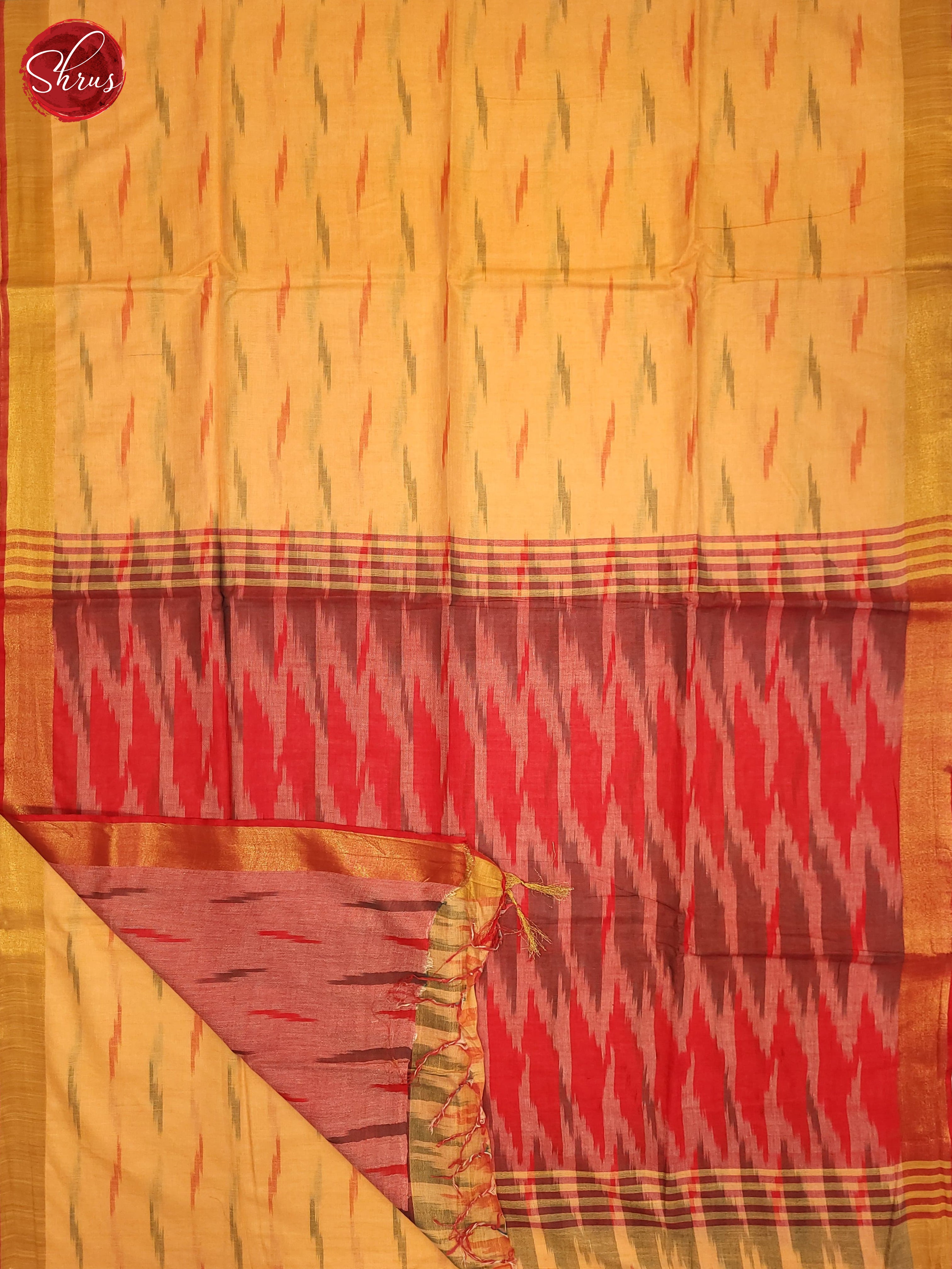 Beige and Red- Semi Ikkat Saree - Shop on ShrusEternity.com