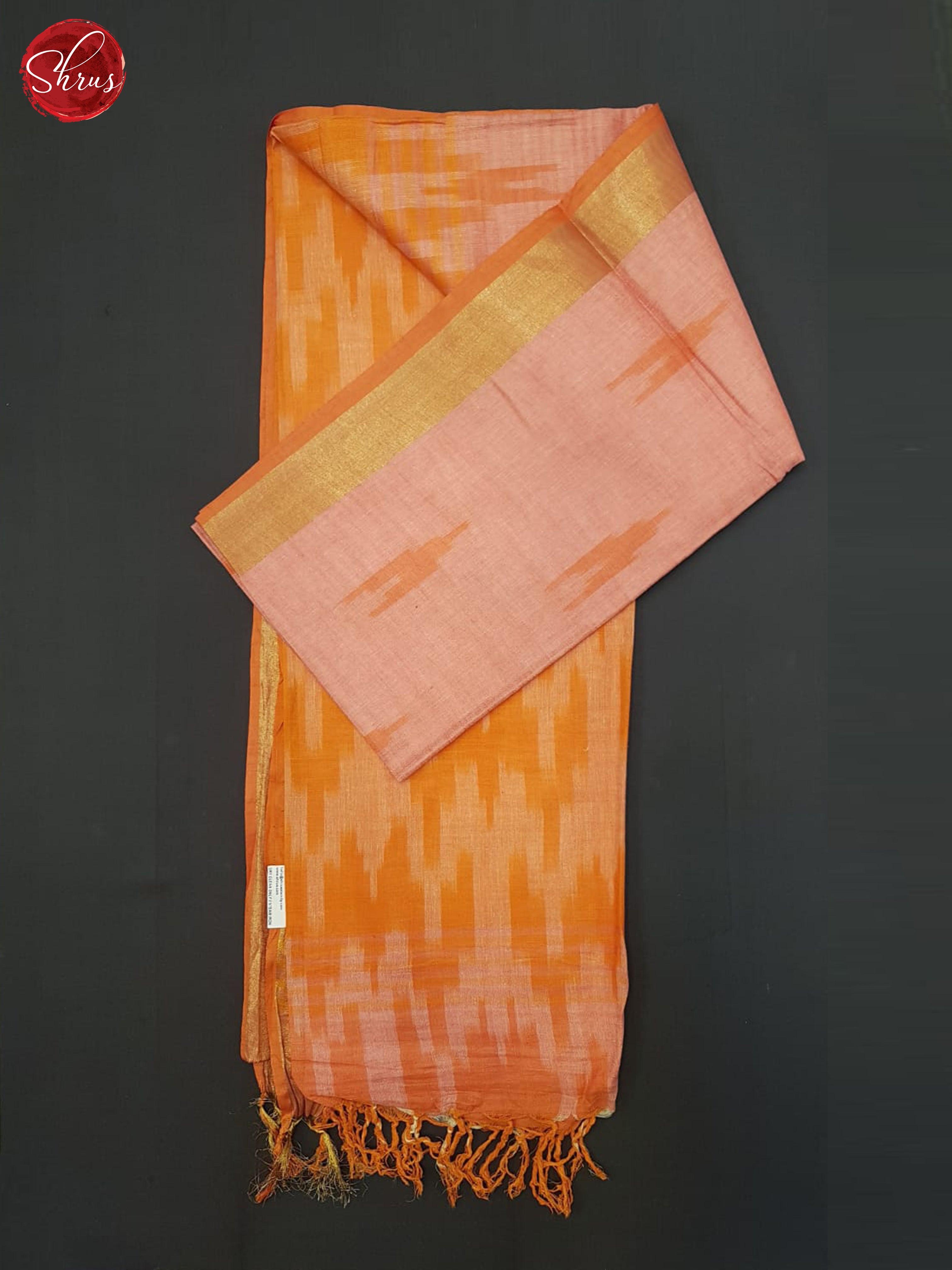 Peachish pink and pale Orange- Semi Ikkat Saree - Shop on ShrusEternity.com