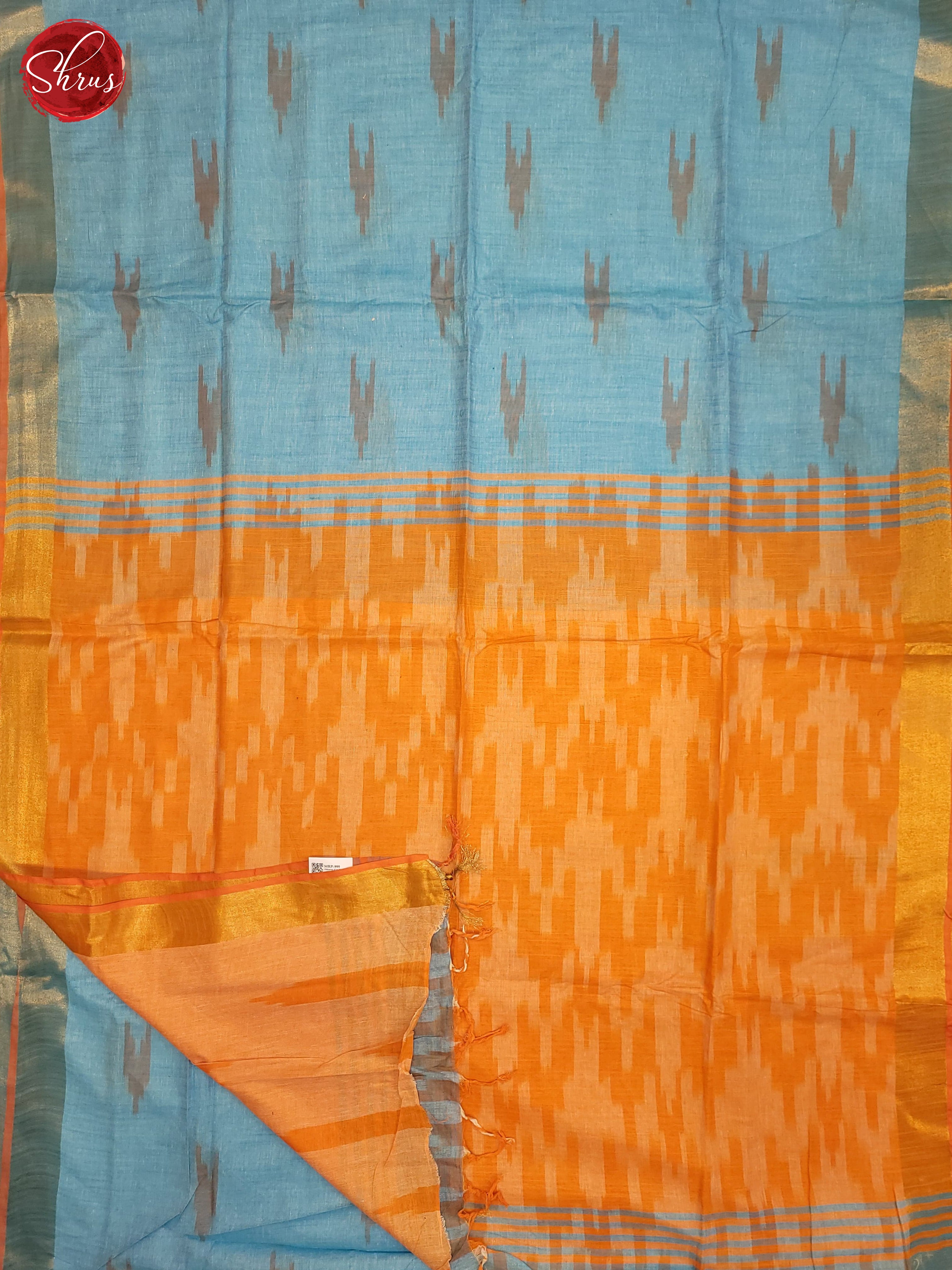 Blue and Orange- Semi Ikkat Saree - Shop on ShrusEternity.com