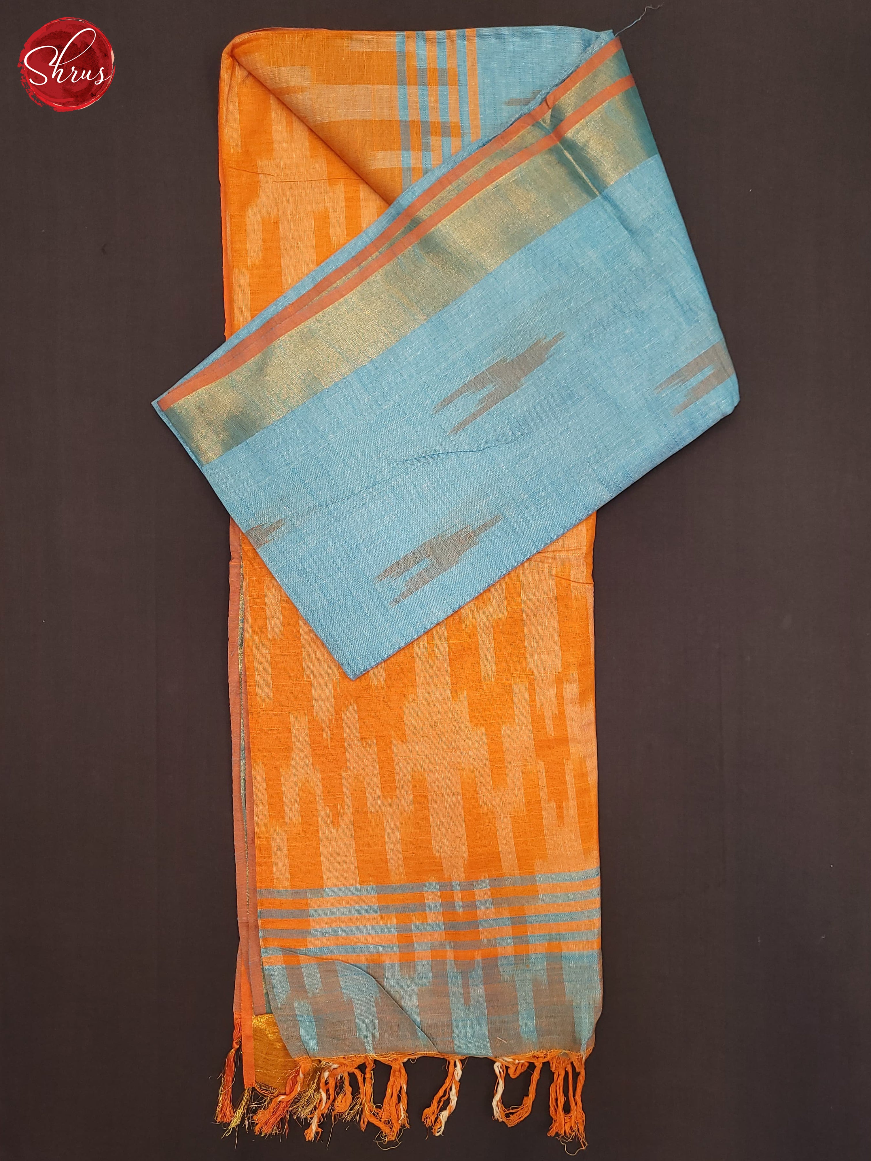 Blue and Orange- Semi Ikkat Saree - Shop on ShrusEternity.com