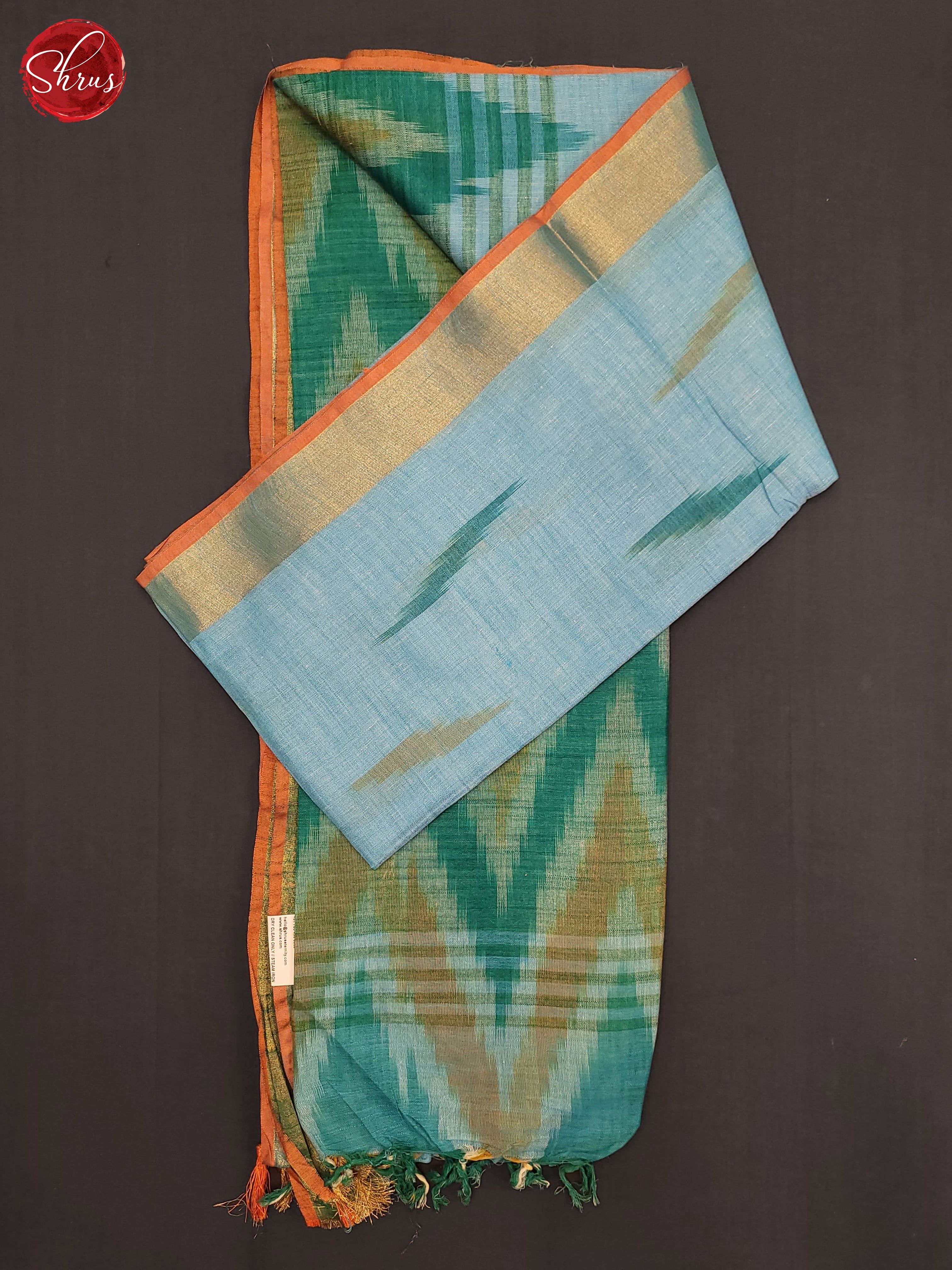 Blue and green - Semi Ikkat Saree - Shop on ShrusEternity.com