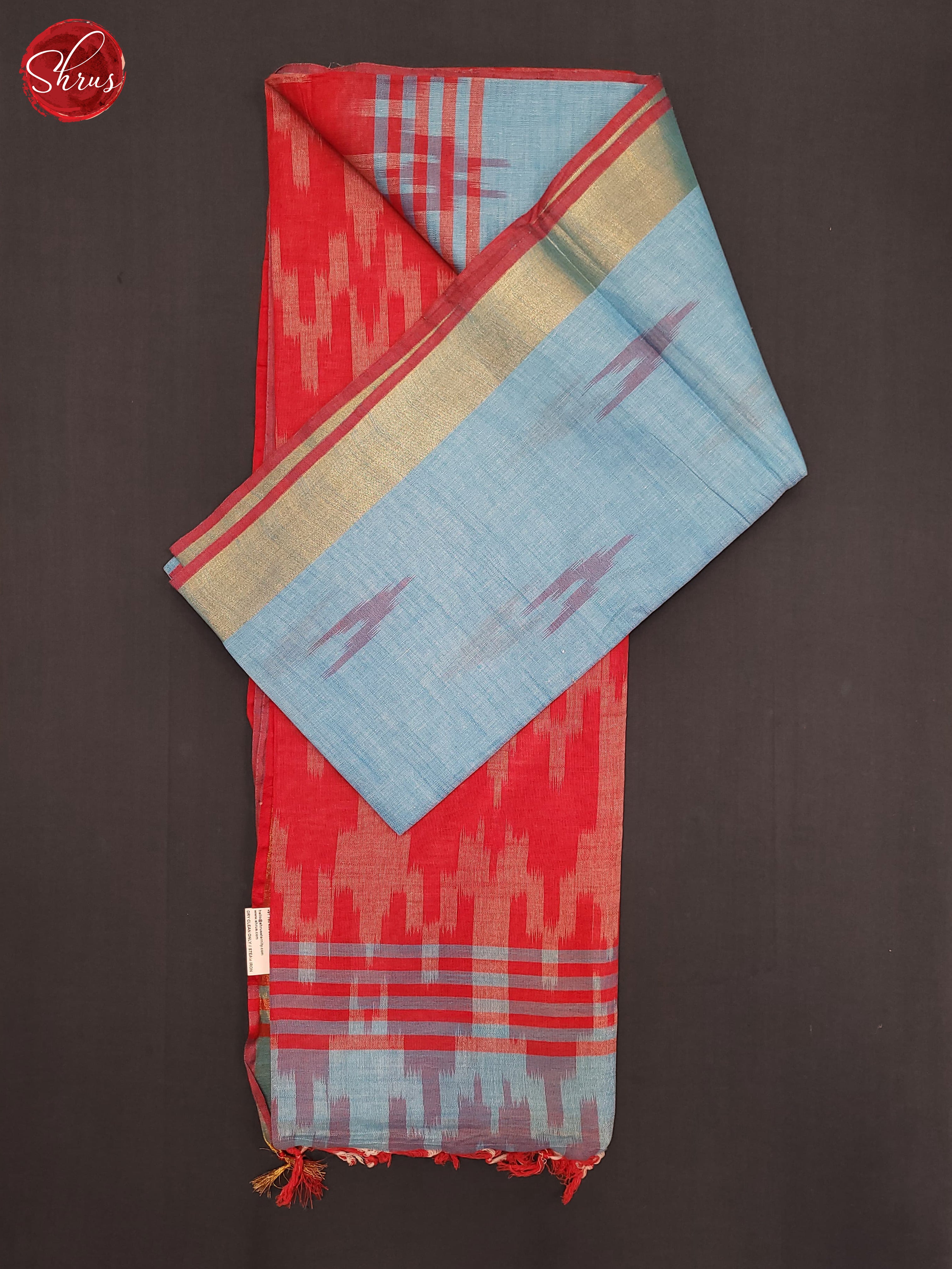 Blue and Red- Semi Ikkat Saree - Shop on ShrusEternity.com