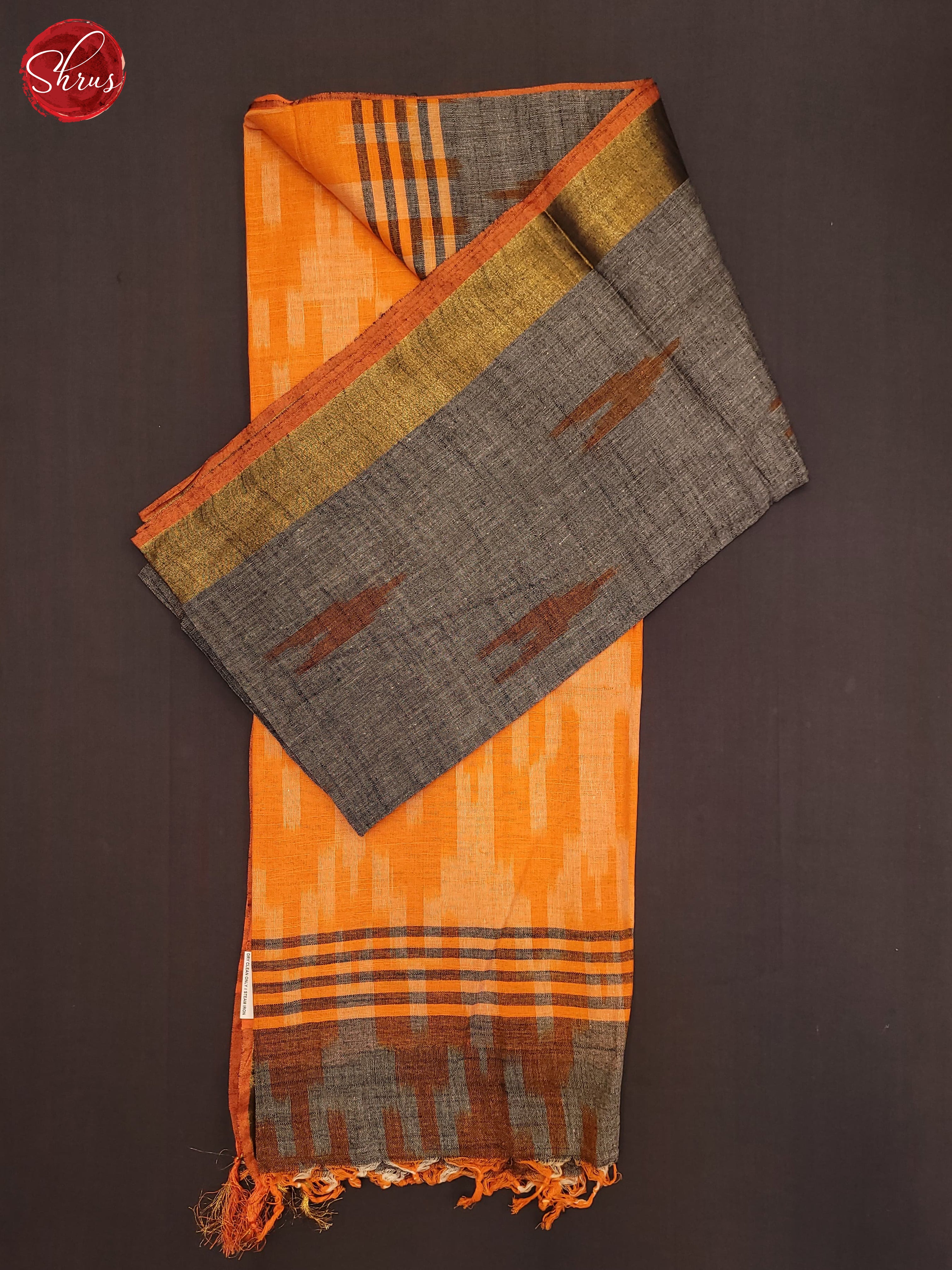 Grey and Orange - Semi Ikkat Saree - Shop on ShrusEternity.com