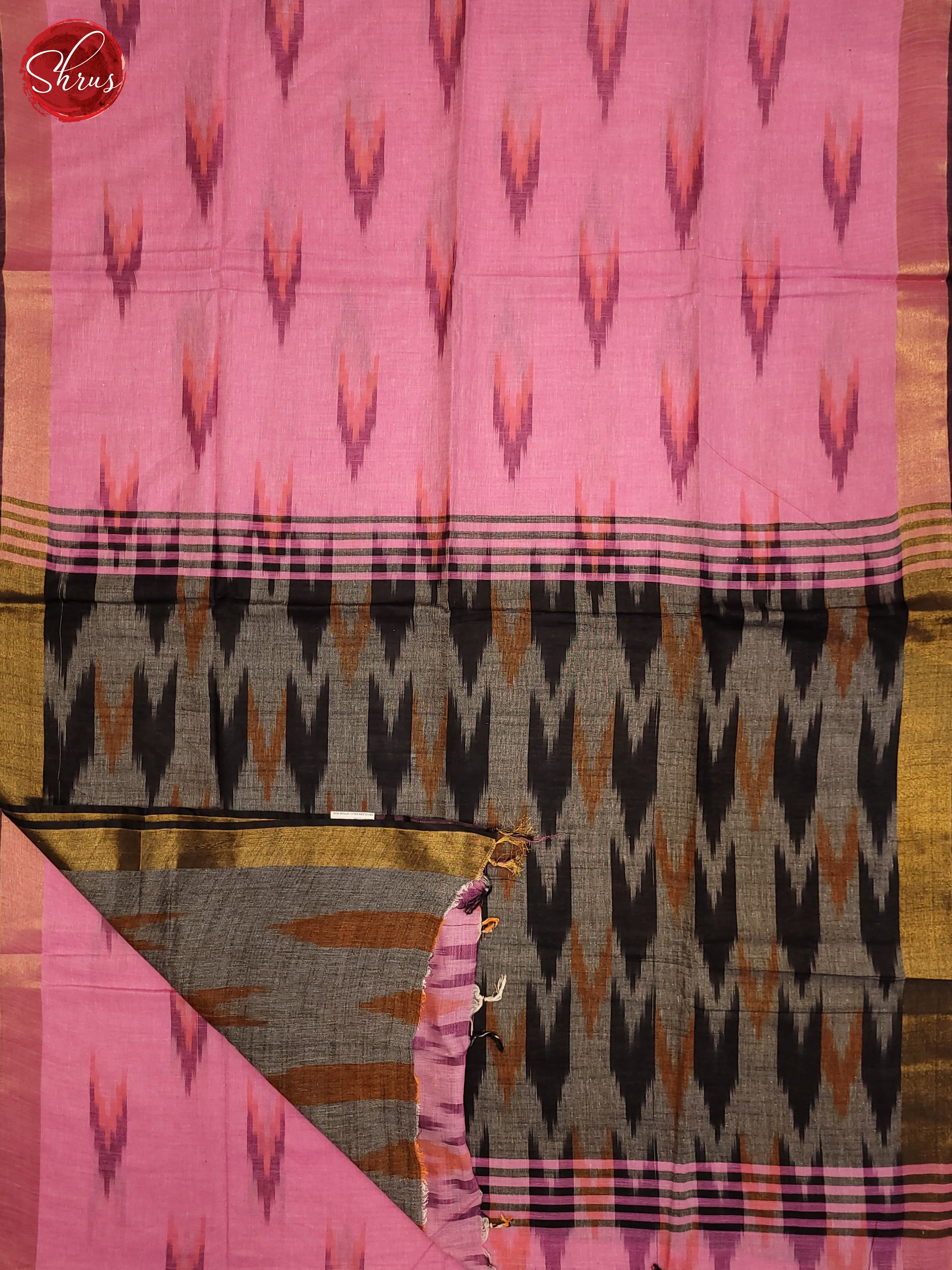 Pink and Grey- Semi Ikkat Saree - Shop on ShrusEternity.com