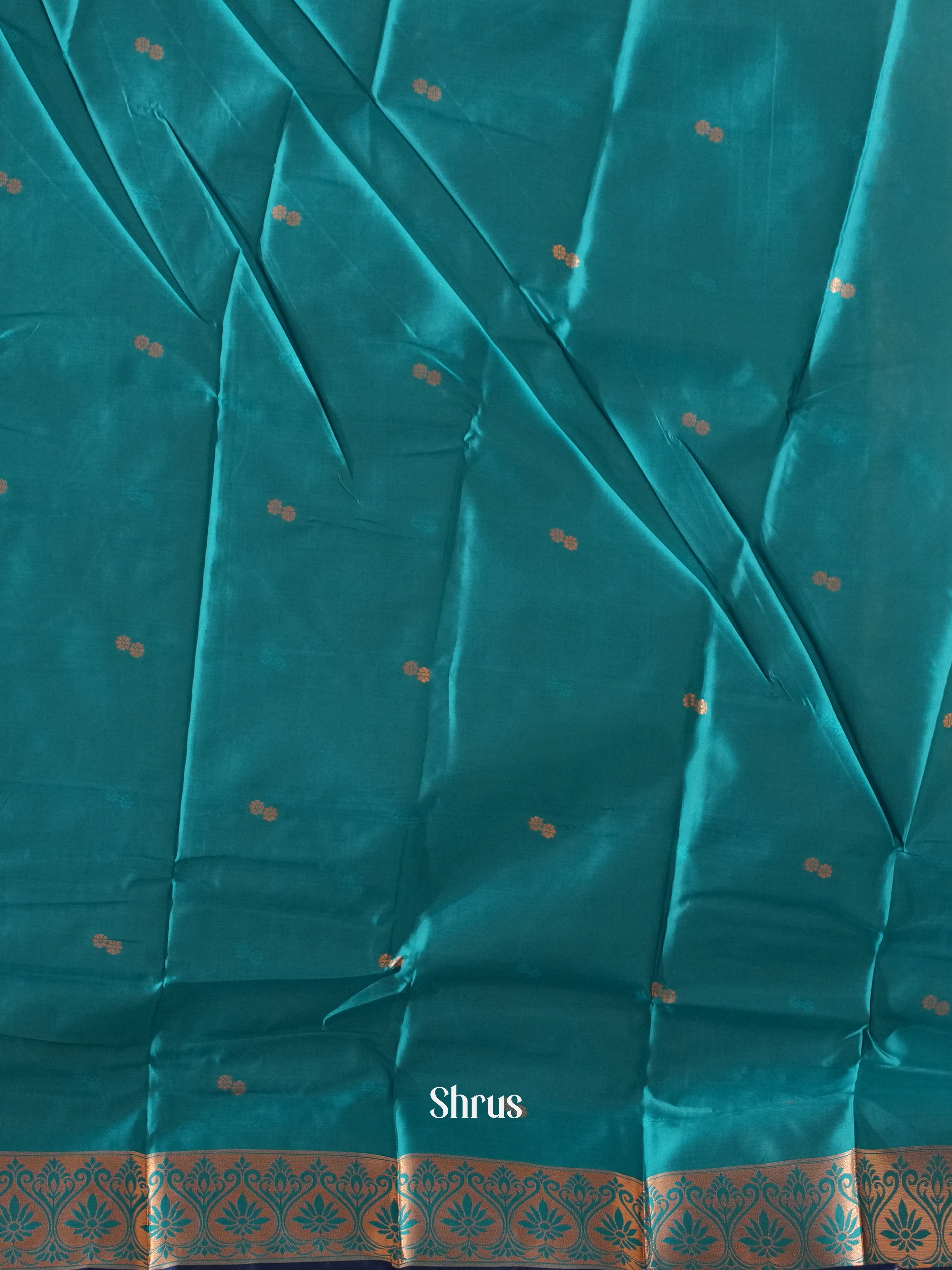 Navy Blue & Green - Semi Soft Silk Saree