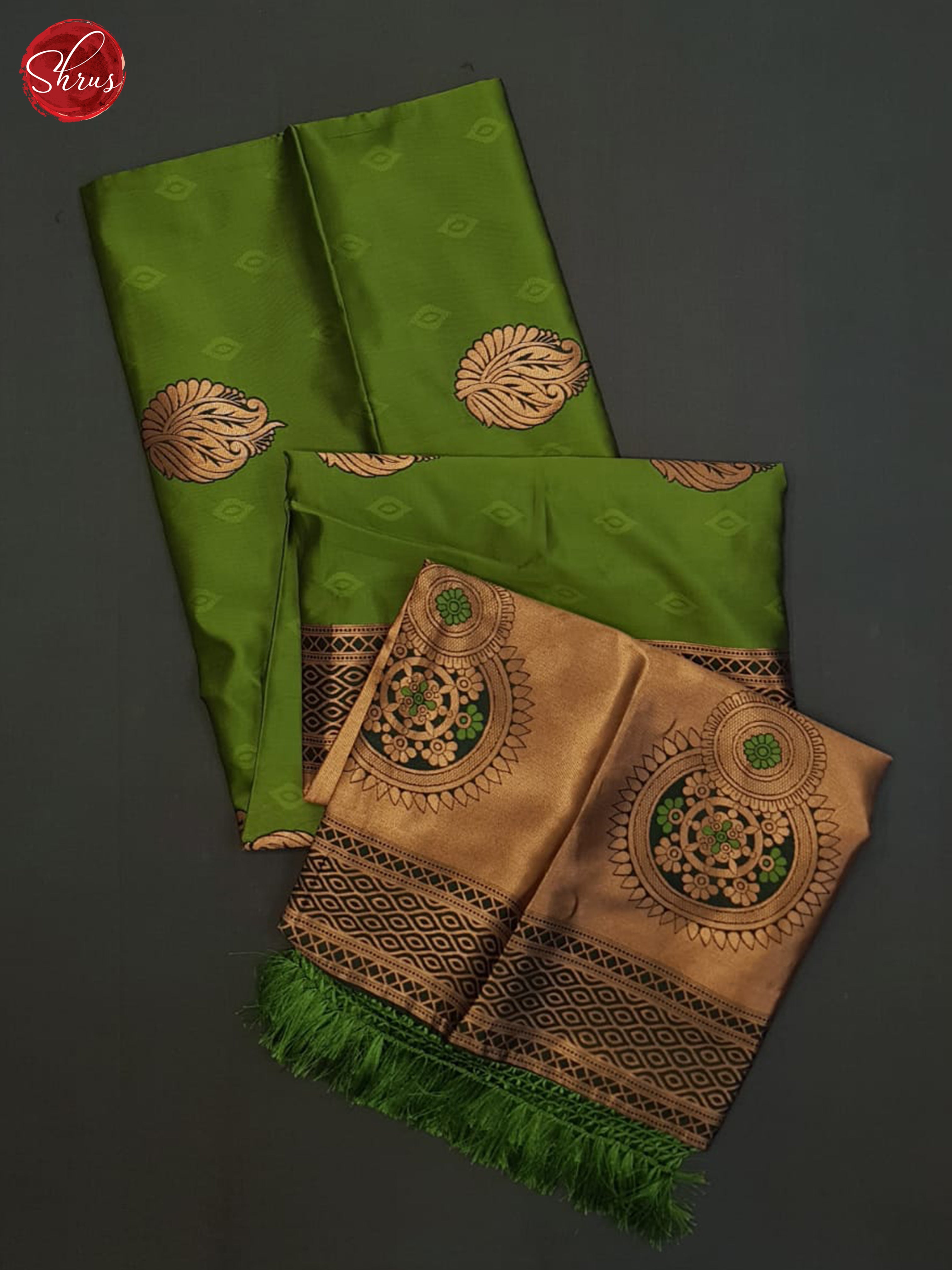 Green and dark green-semi soft silk saree - Shop on ShrusEternity.com