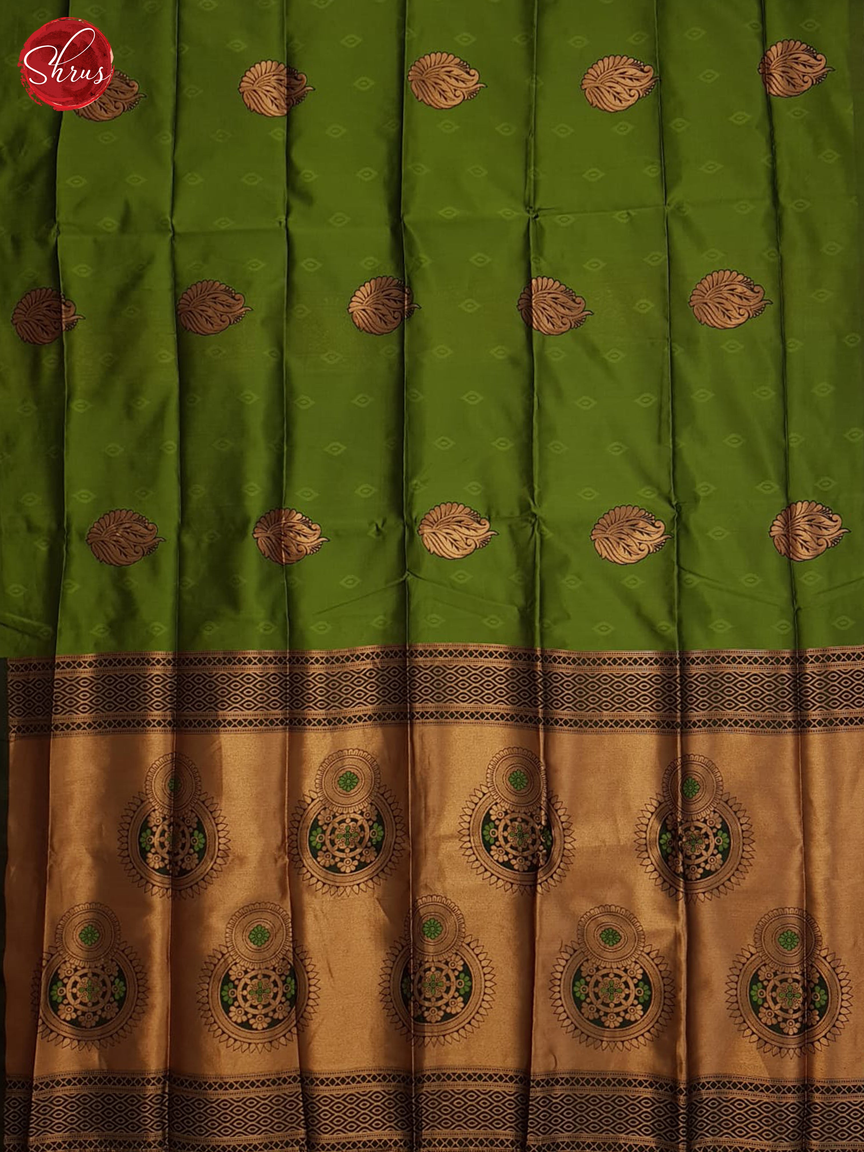 Green and dark green-semi soft silk saree - Shop on ShrusEternity.com