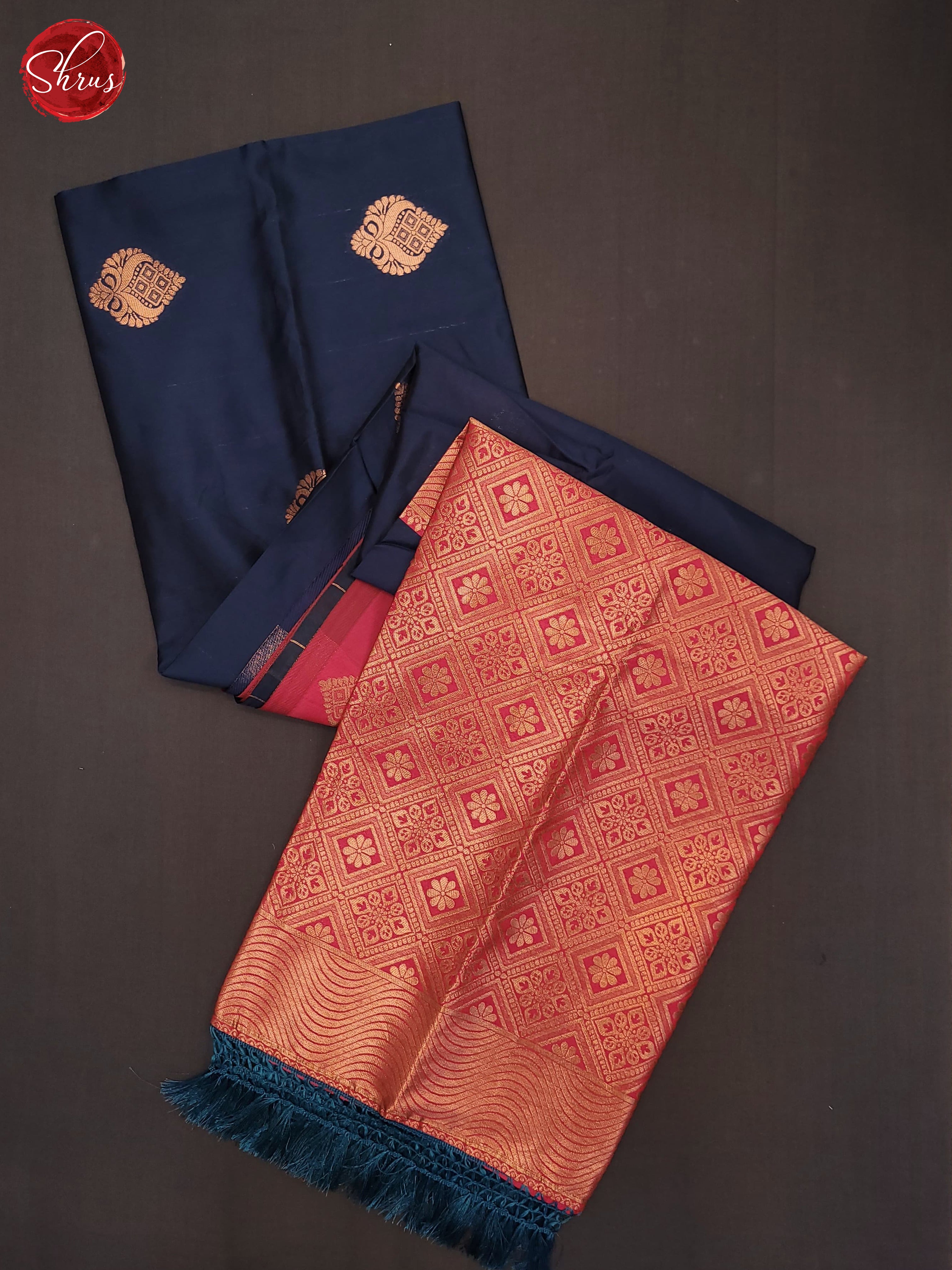 German blue  & Pink - Semi Soft Silk Saree - Shop on ShrusEternity.com