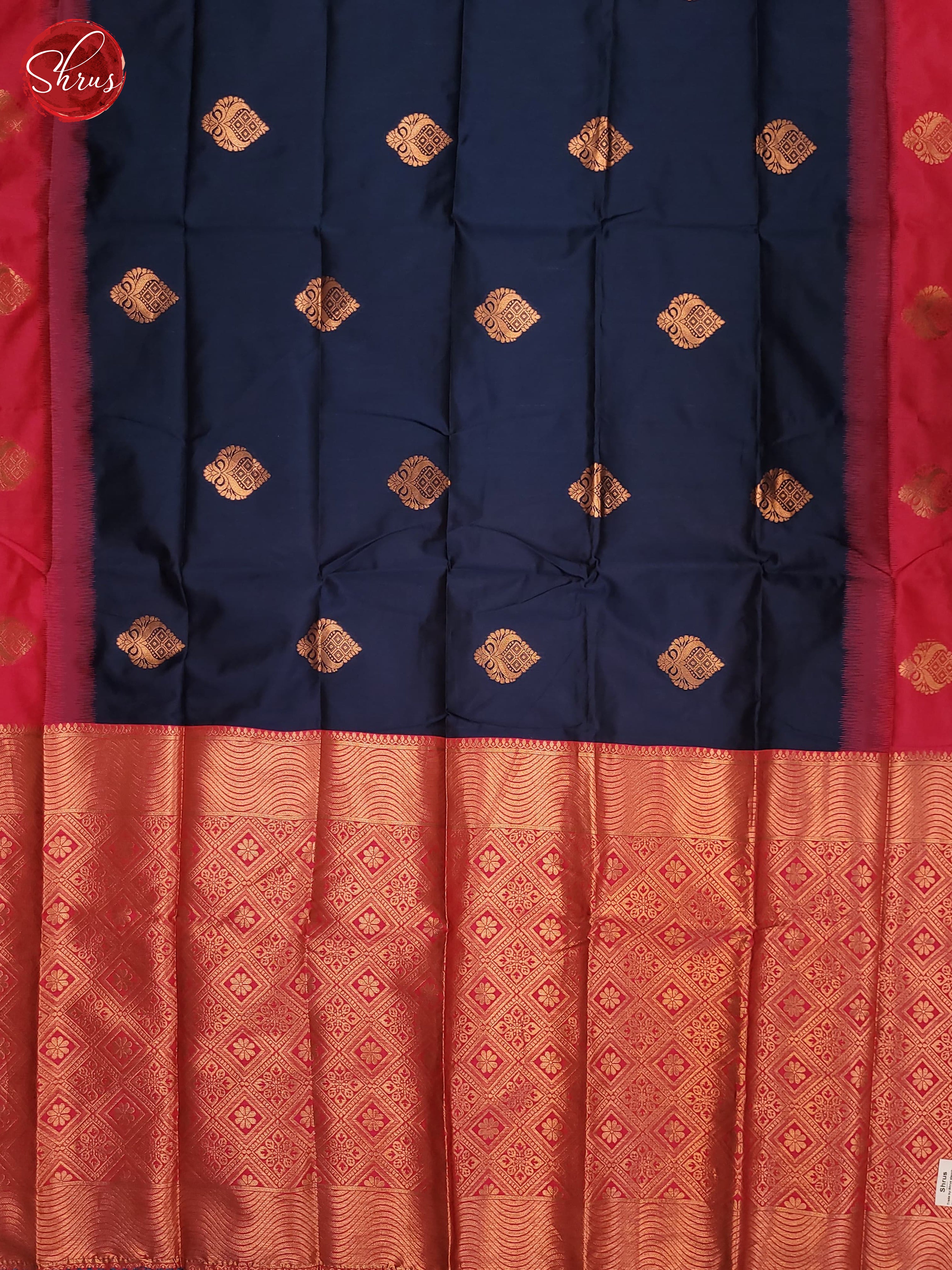 German blue  & Pink - Semi Soft Silk Saree - Shop on ShrusEternity.com