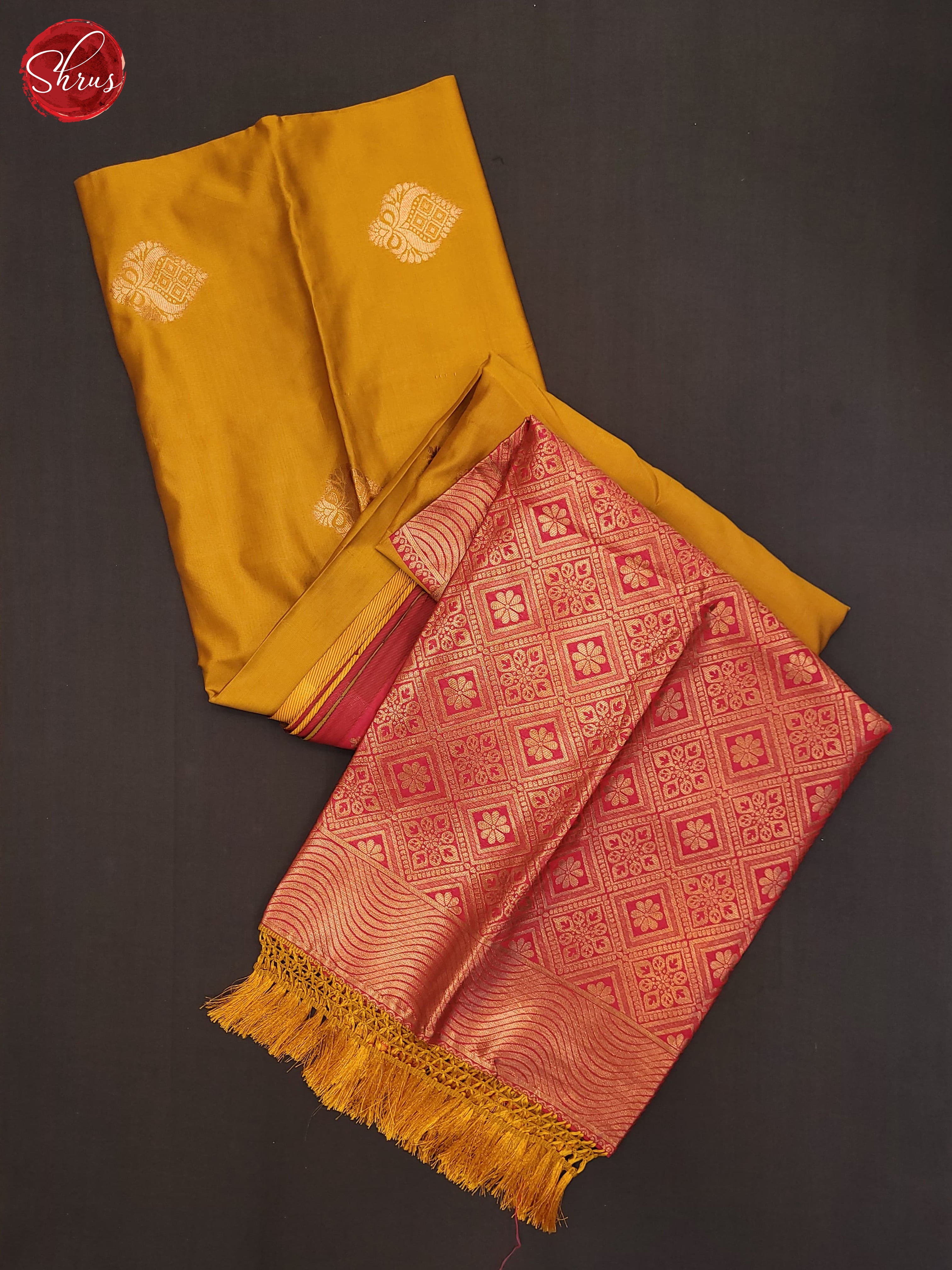 Mustard and pink- Semi Soft Silk Saree - Shop on ShrusEternity.com