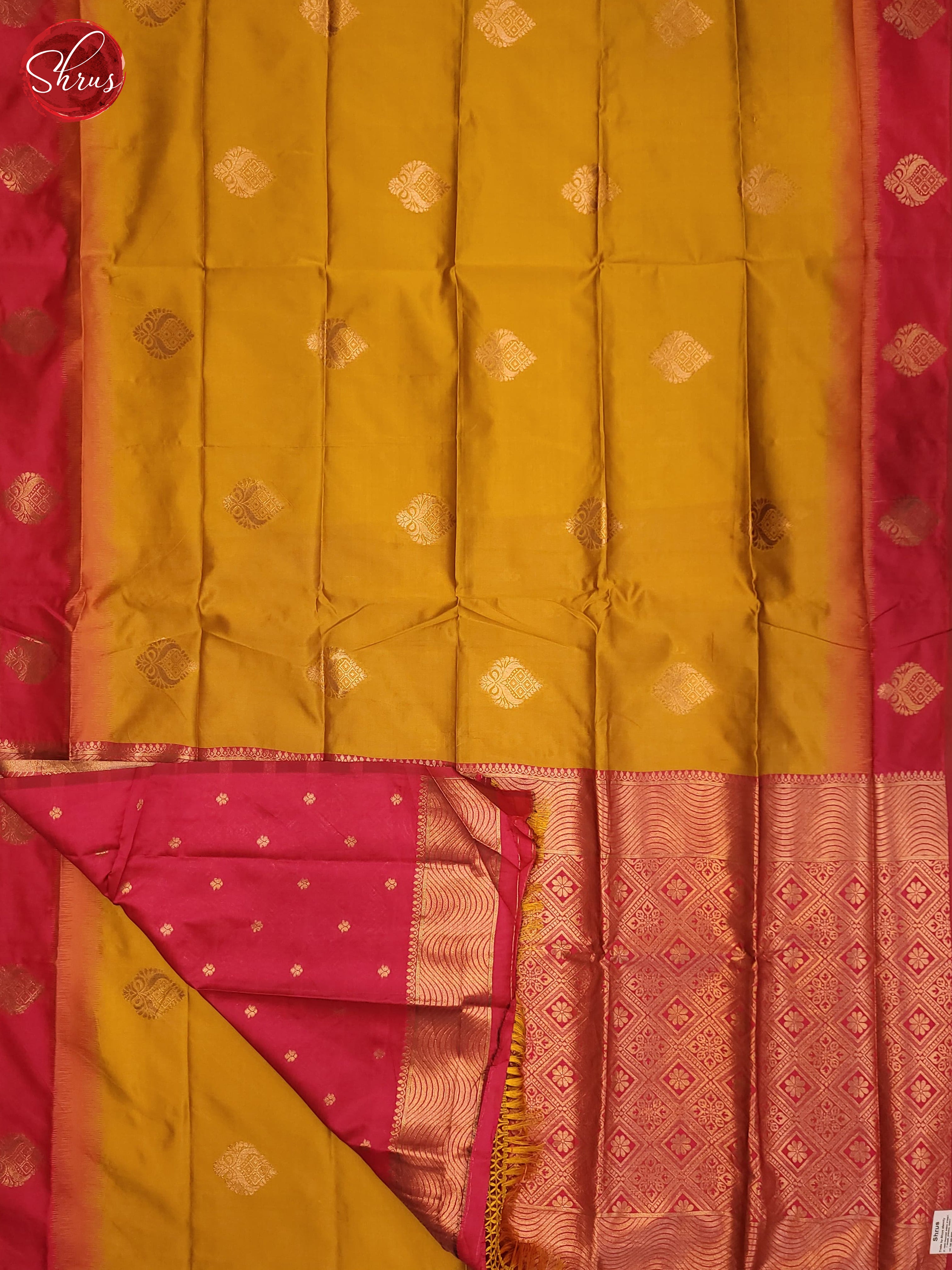 Mustard and pink- Semi Soft Silk Saree - Shop on ShrusEternity.com