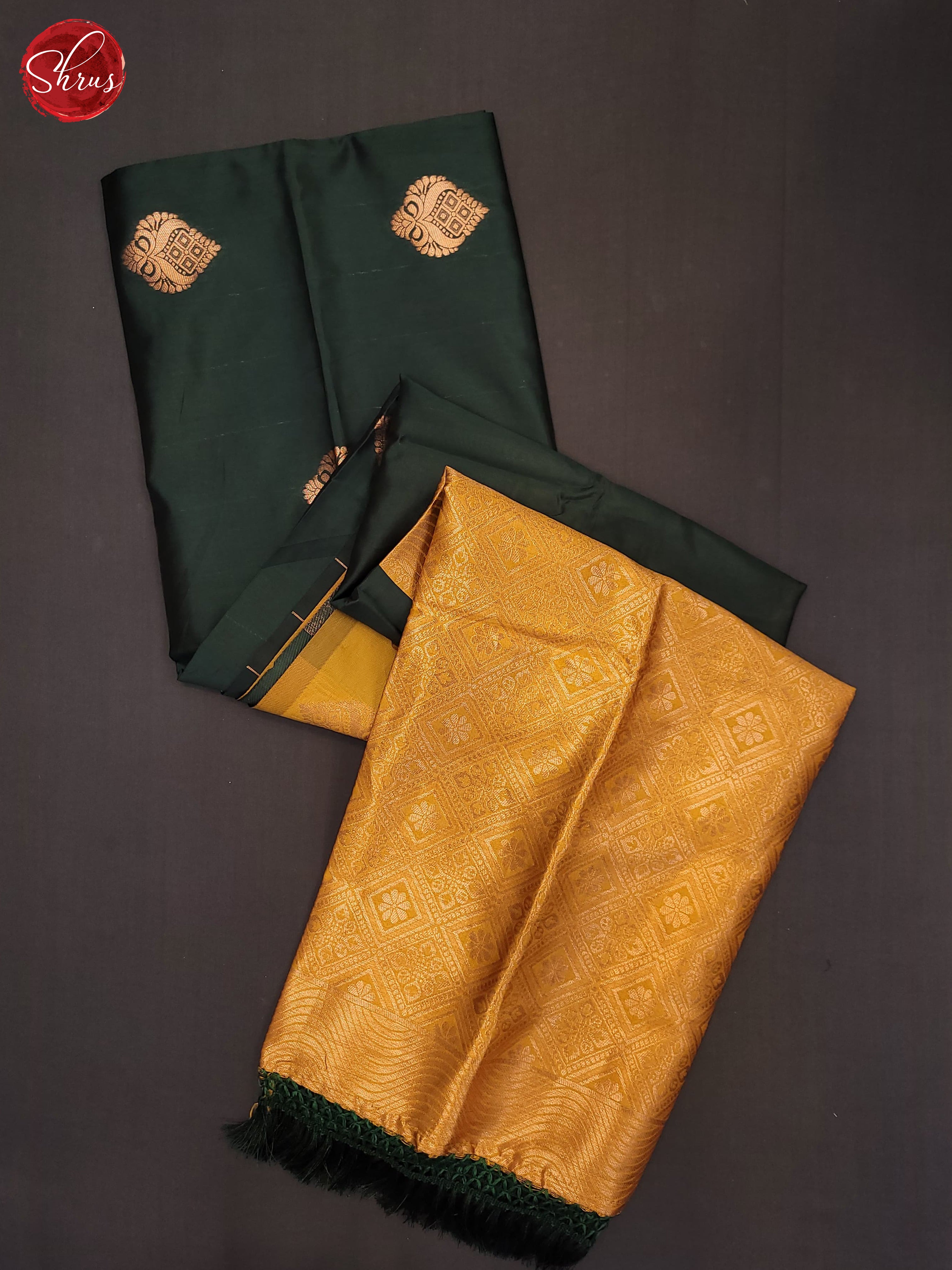 Bottle Green and mustard- Semi Soft Silk Saree - Shop on ShrusEternity.com