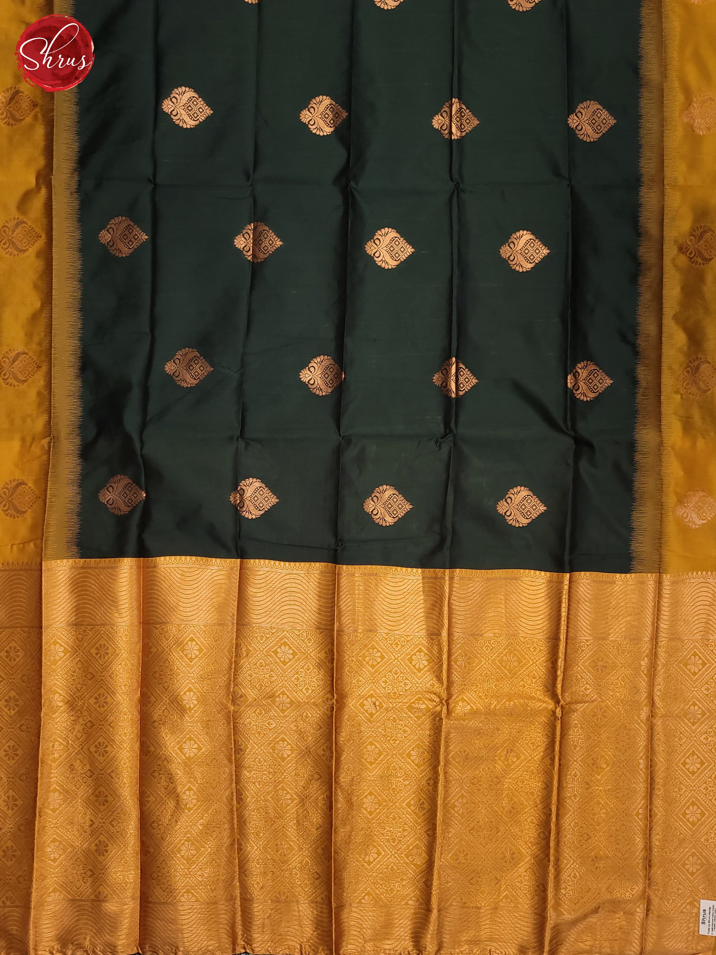 Bottle Green and mustard- Semi Soft Silk Saree - Shop on ShrusEternity.com