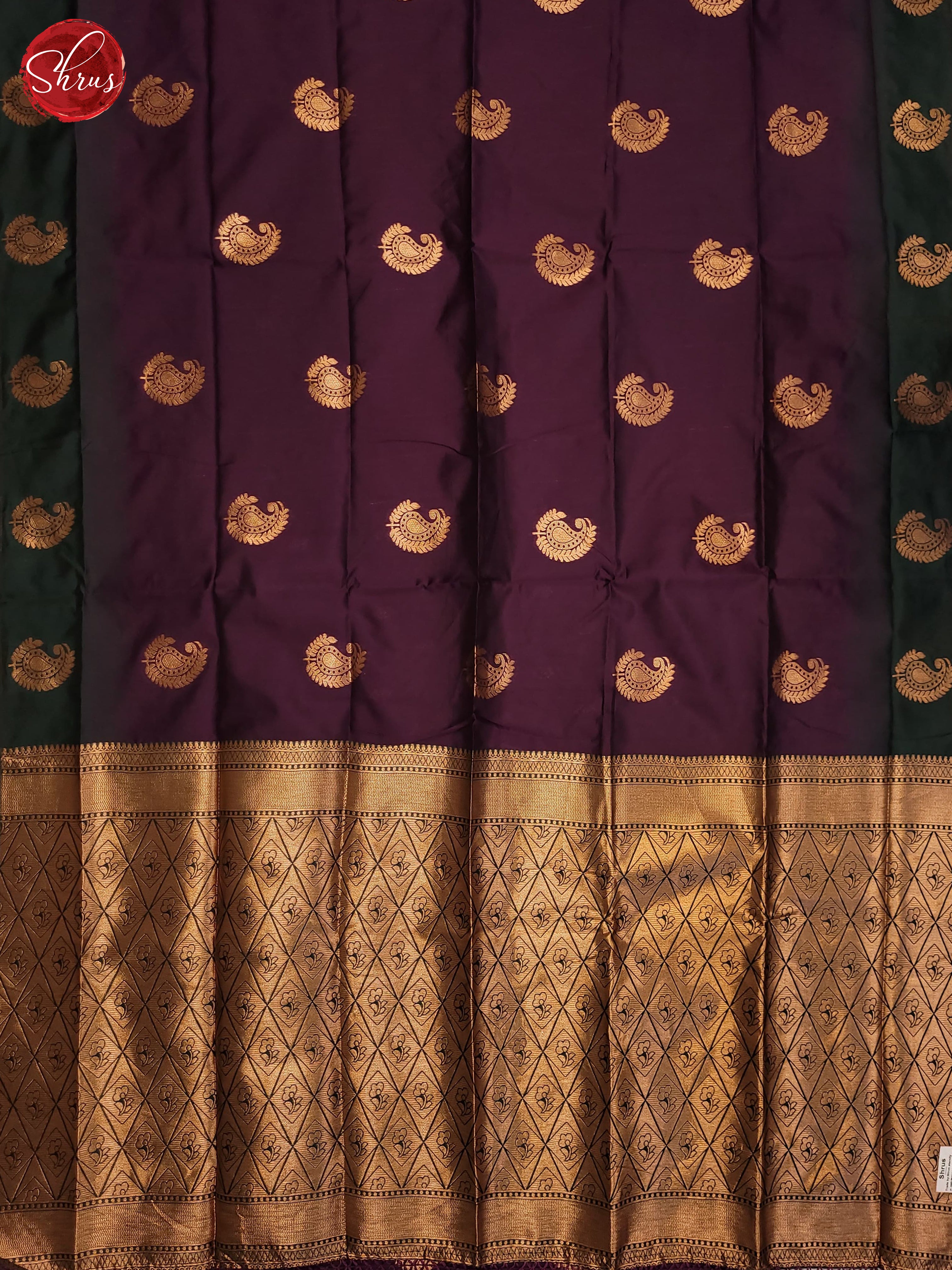 Wine & Green - Semi Soft Silk Saree - Shop on ShrusEternity.com