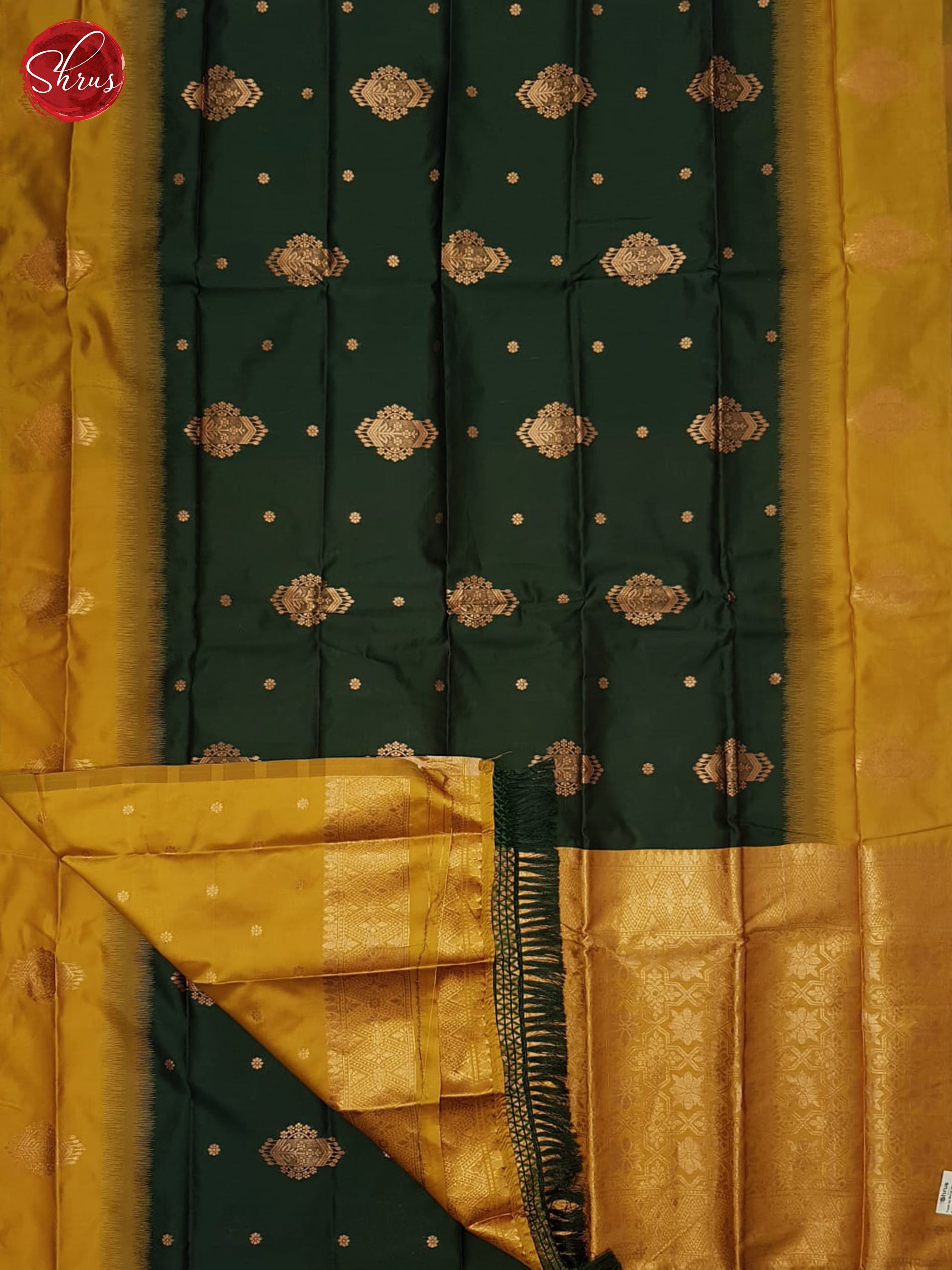 Green & mustard  - Semi Soft Silk Saree - Shop on ShrusEternity.com